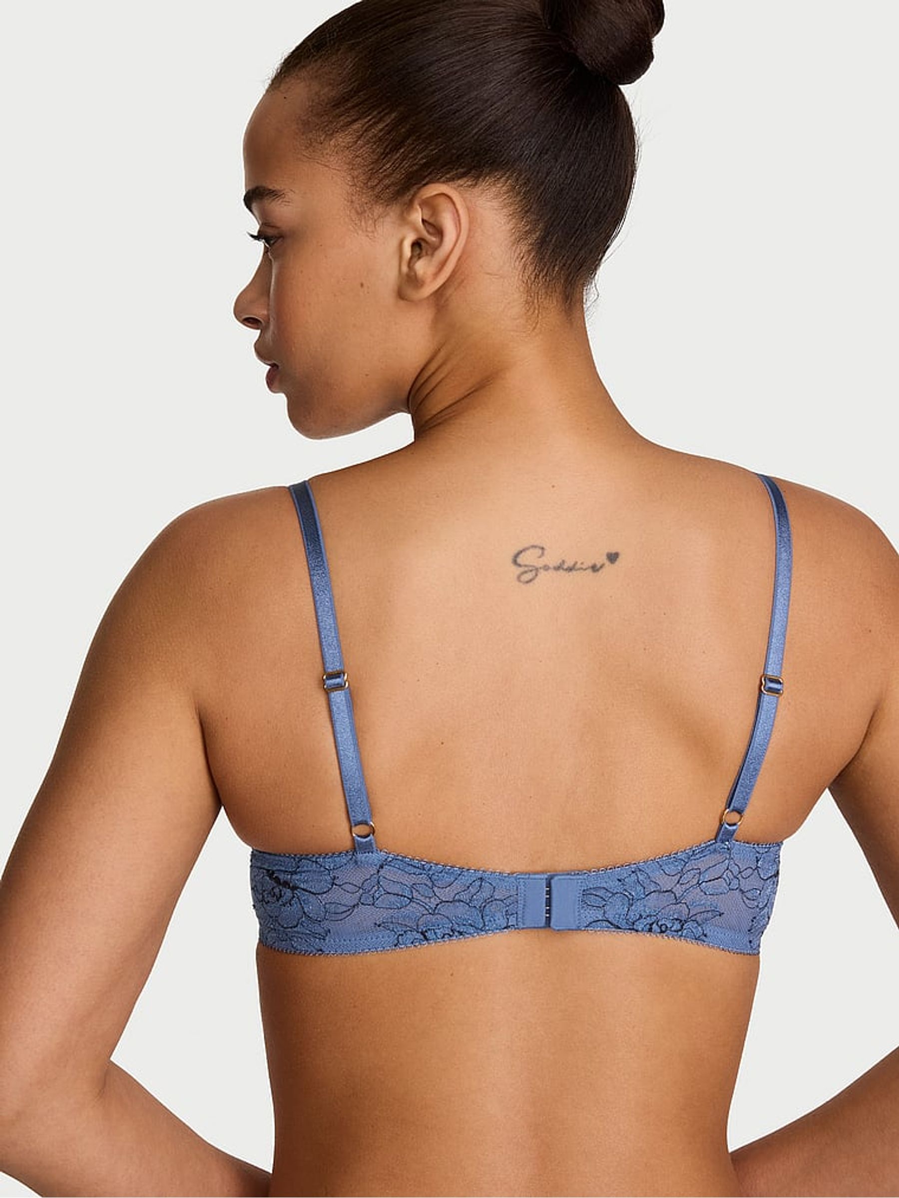 Denim Blue Rose Plunge Lace Bra - Image 2 of 2