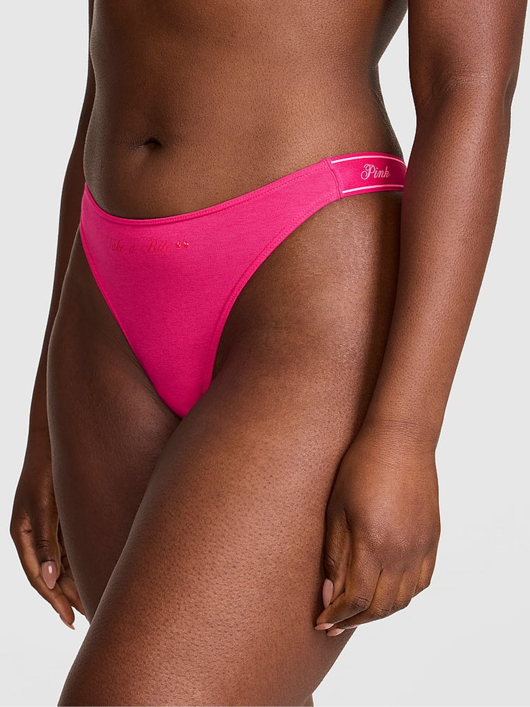 Hot Stuff Pink Thong Cotton Logo Knickers - Image 1 of 2