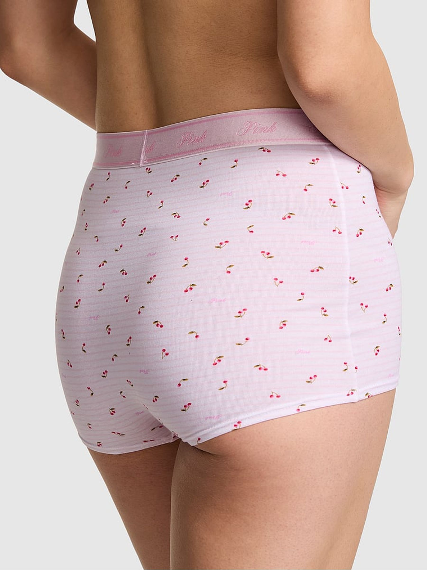 Pink Tulip Cherry Print High Waist Cotton Logo Knickers - Image 2 of 2
