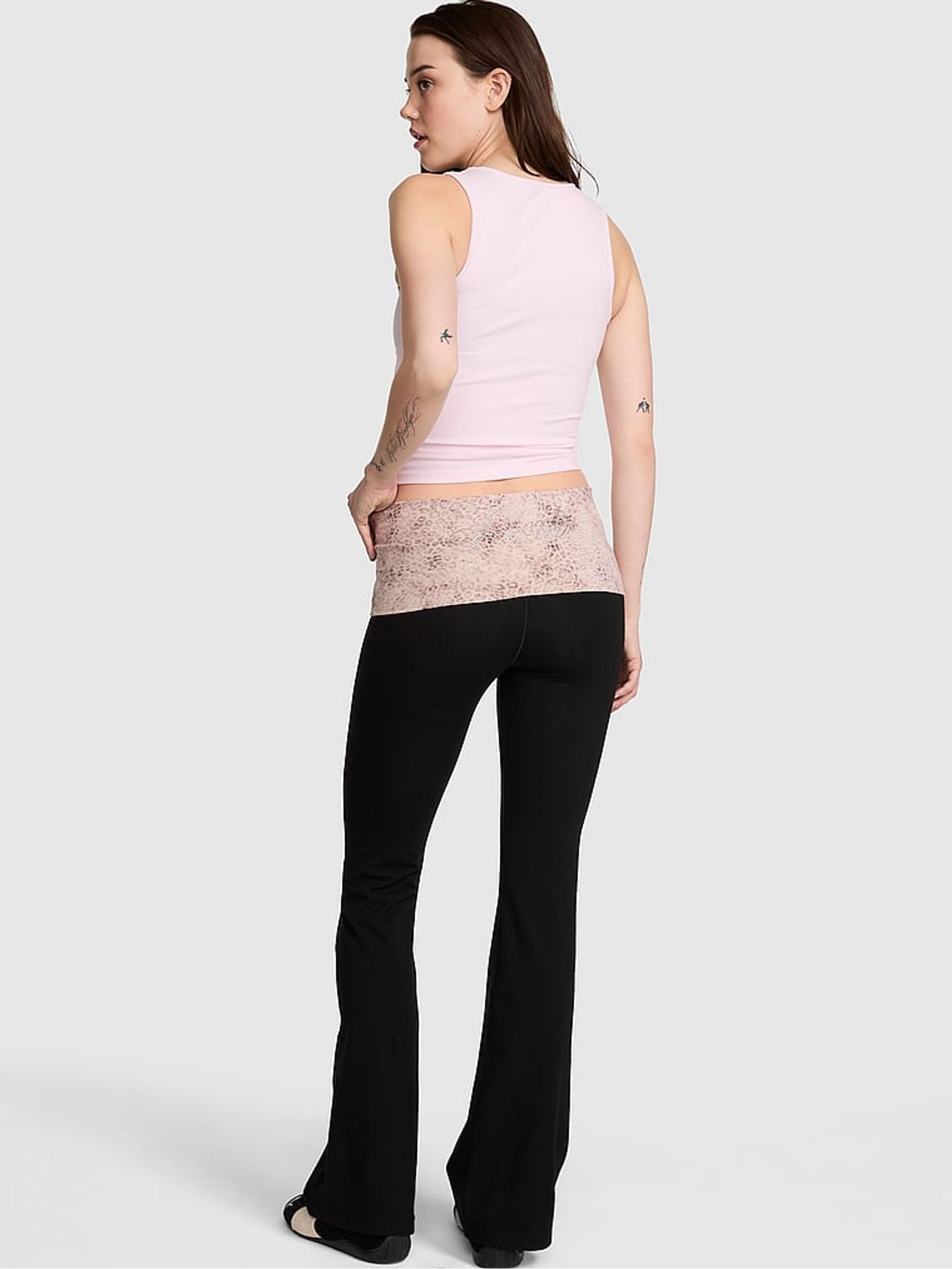 Black Leopard Foldover Leggings - Image 2 of 2