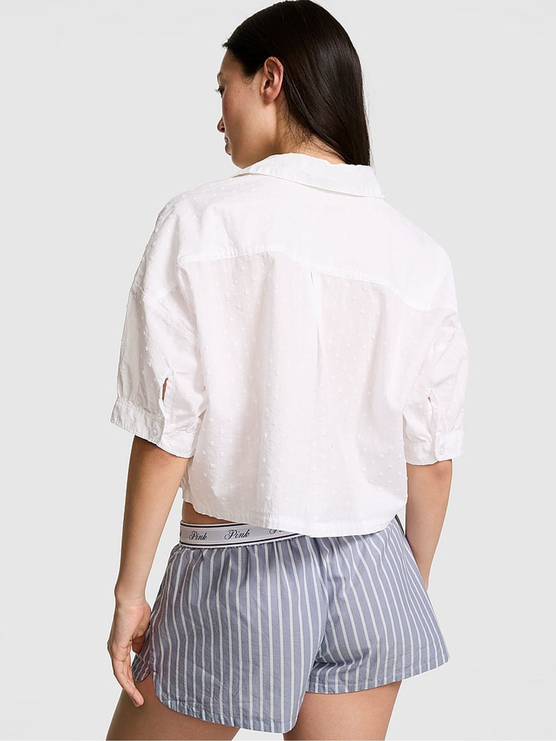 White Cotton Tie Front Pyjama Top - Image 2 of 2
