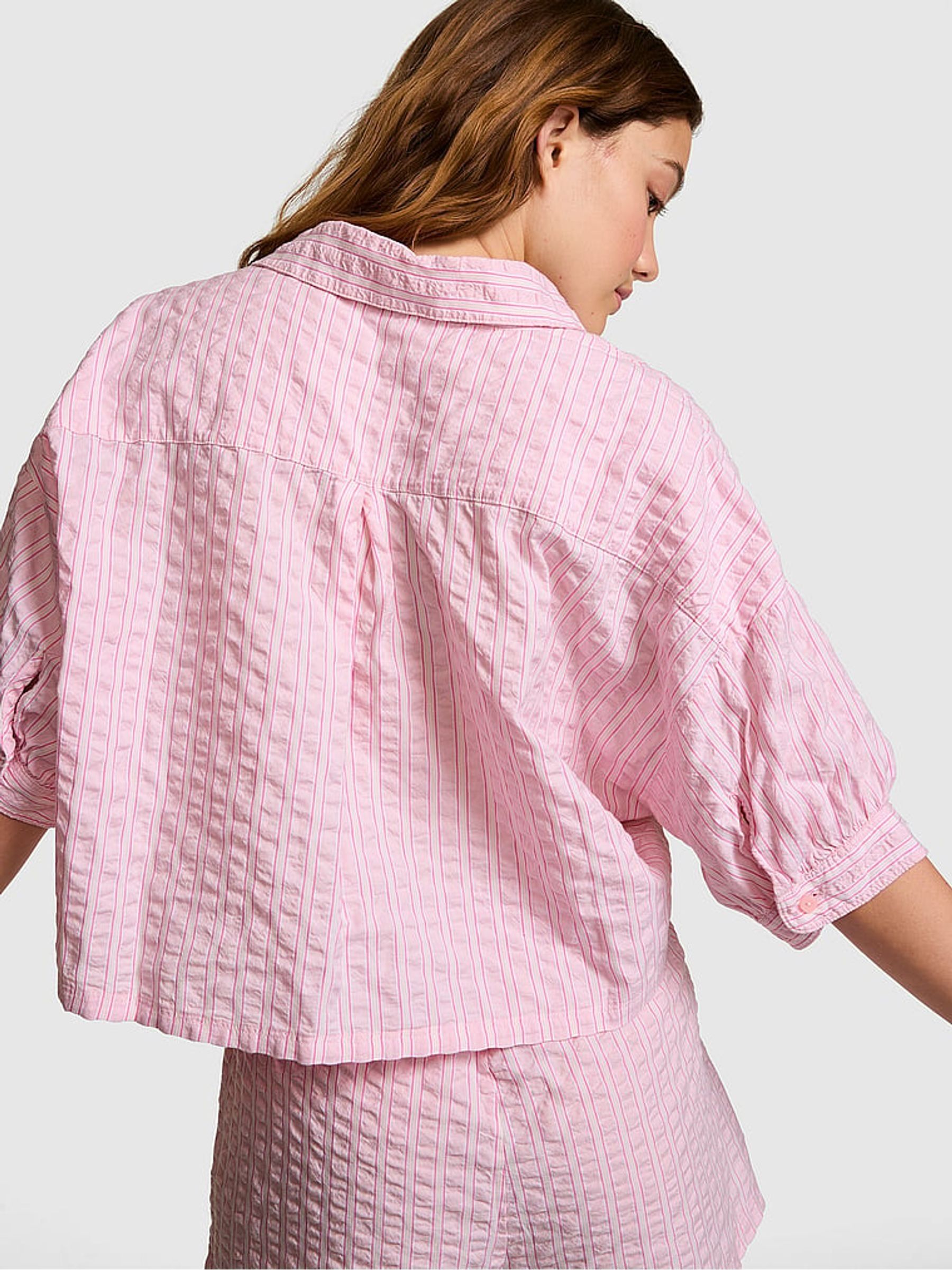 Dollhouse Pink Cotton Tie Front Pyjama Top - Image 3 of 3