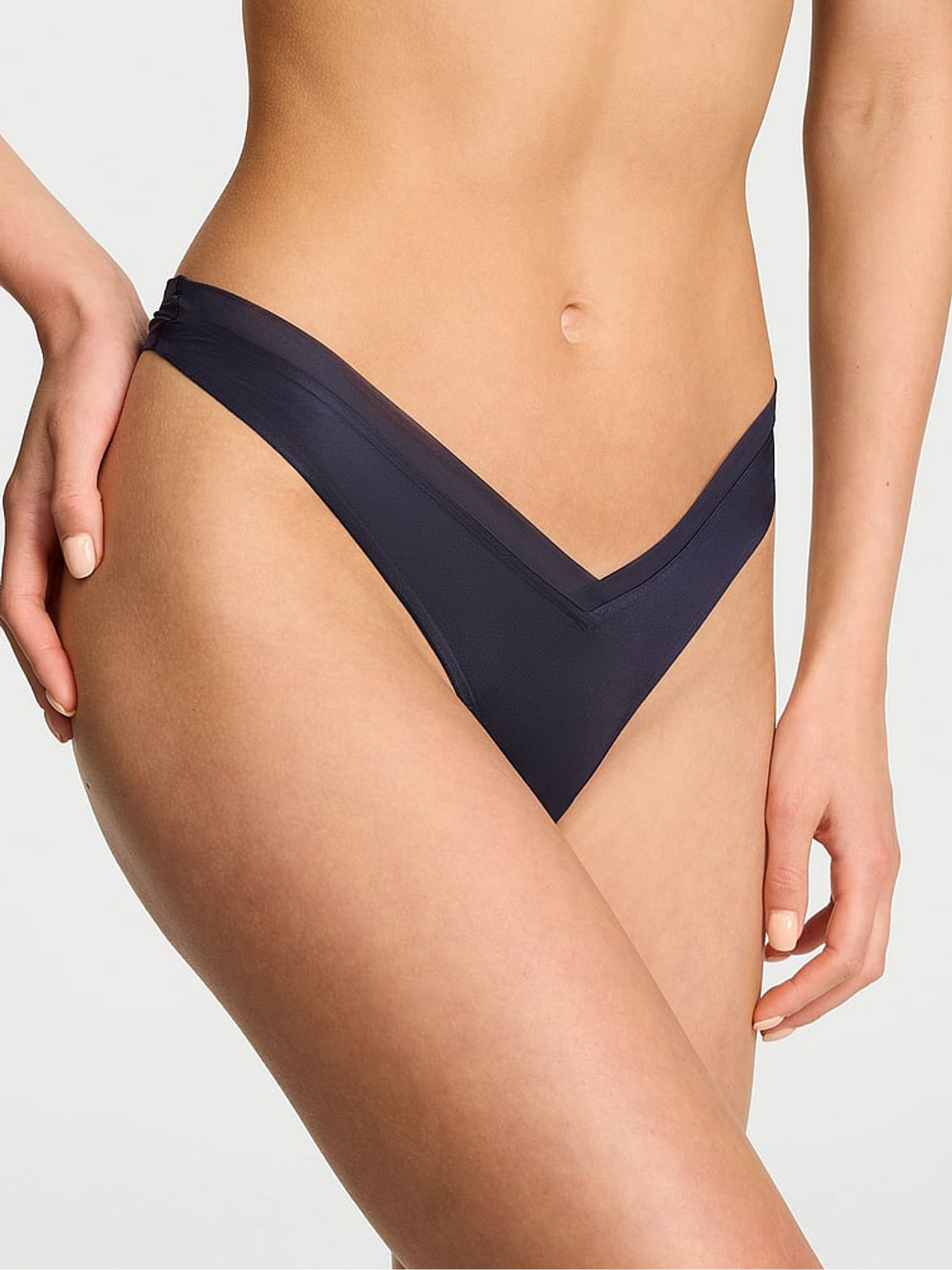 Black Thong Sheer Mesh Strappy Back Knickers - Image 1 of 2