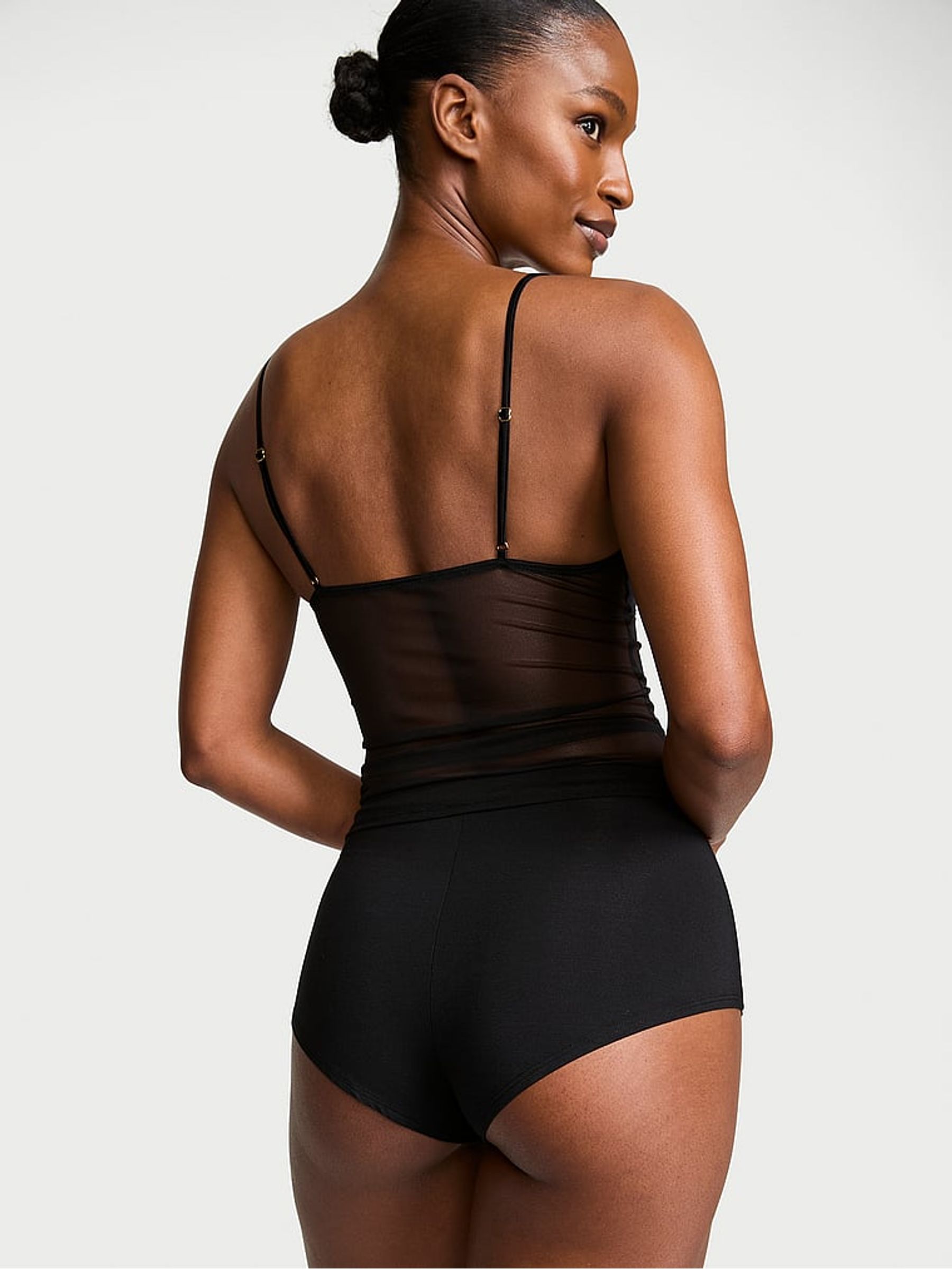 Black Sheer Modal Mesh Cami Set - Image 2 of 2