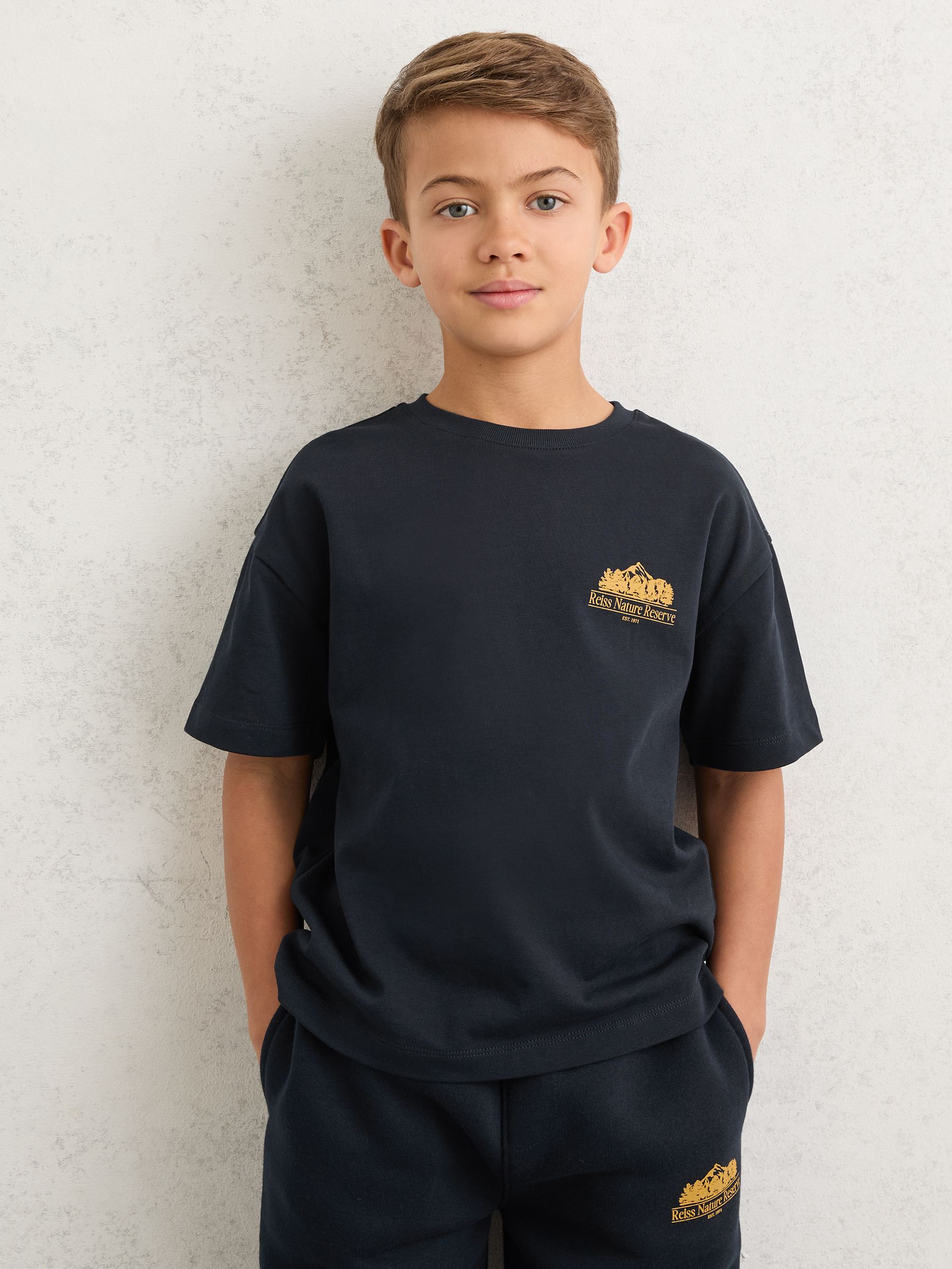 Cotton Nature Reserve Logo T-Shirt in Navy - Image 1 of 5