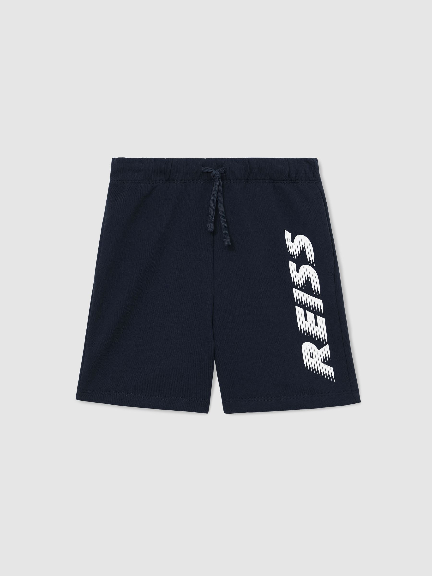 Cotton Logo-Print Drawstring Shorts in Navy - Image 1 of 5