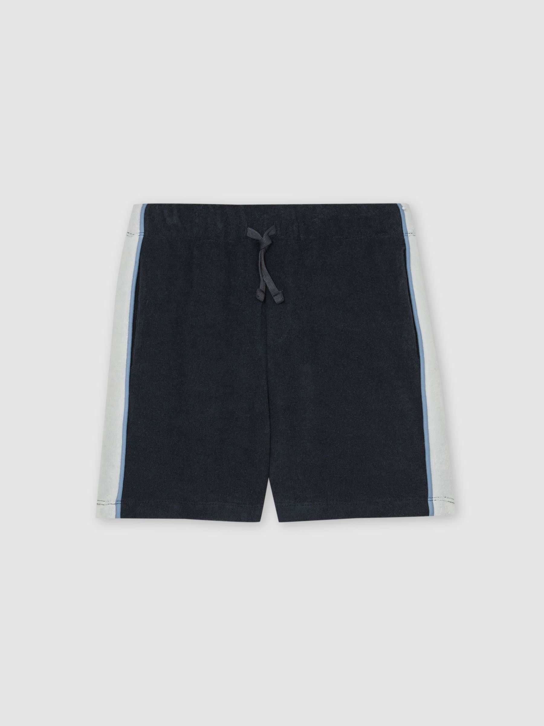 Towelling Colour-Block Shorts in Navy/White - Image 2 of 4