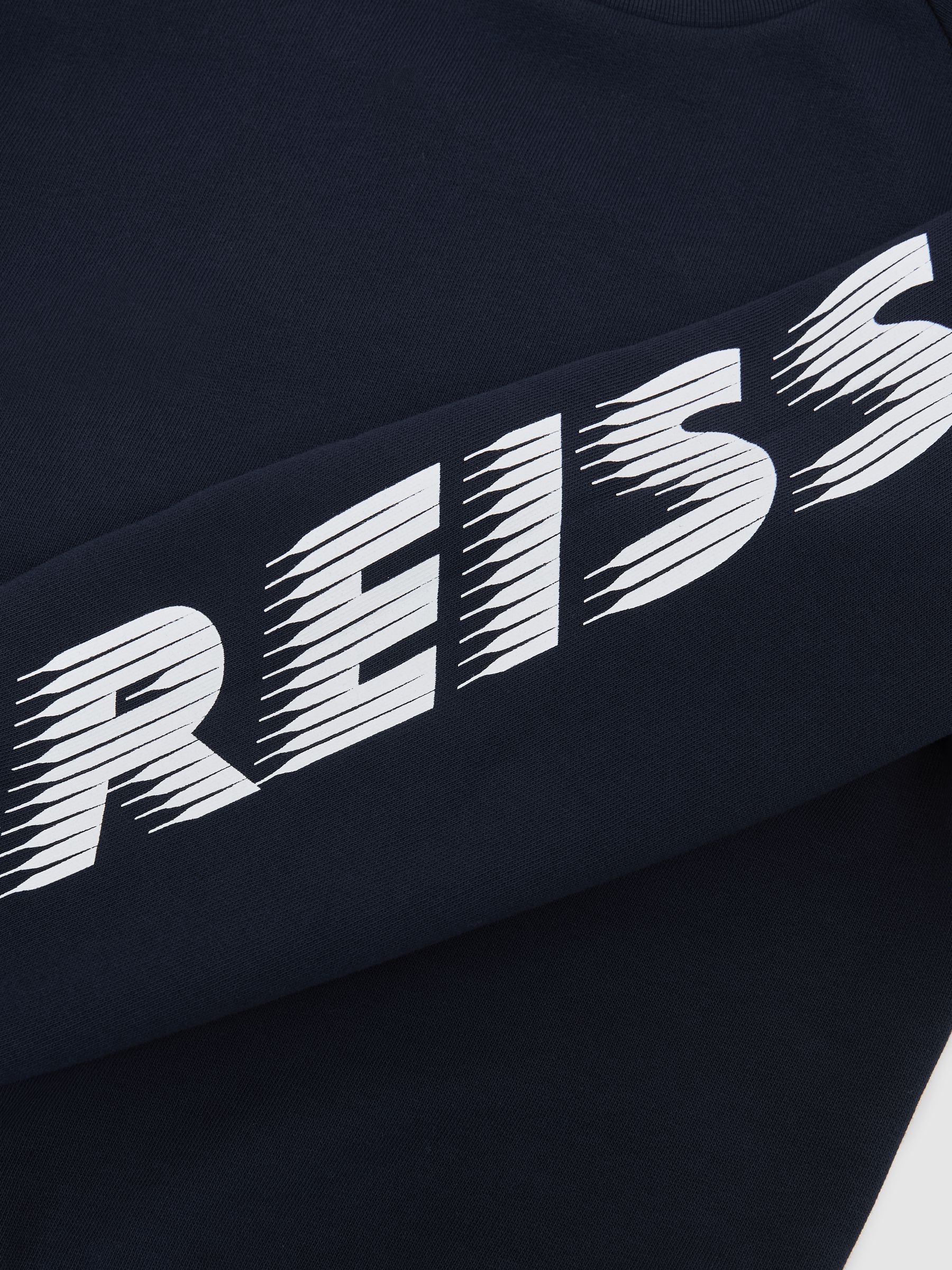 Cotton Logo-Print Sweatshirt in Navy - Image 4 of 4