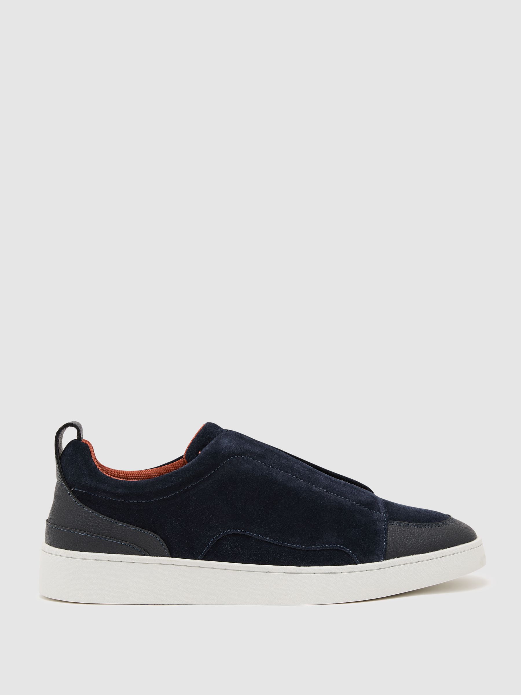 Suede Elasticated-Lace Hybrid Trainers in Navy - image 1