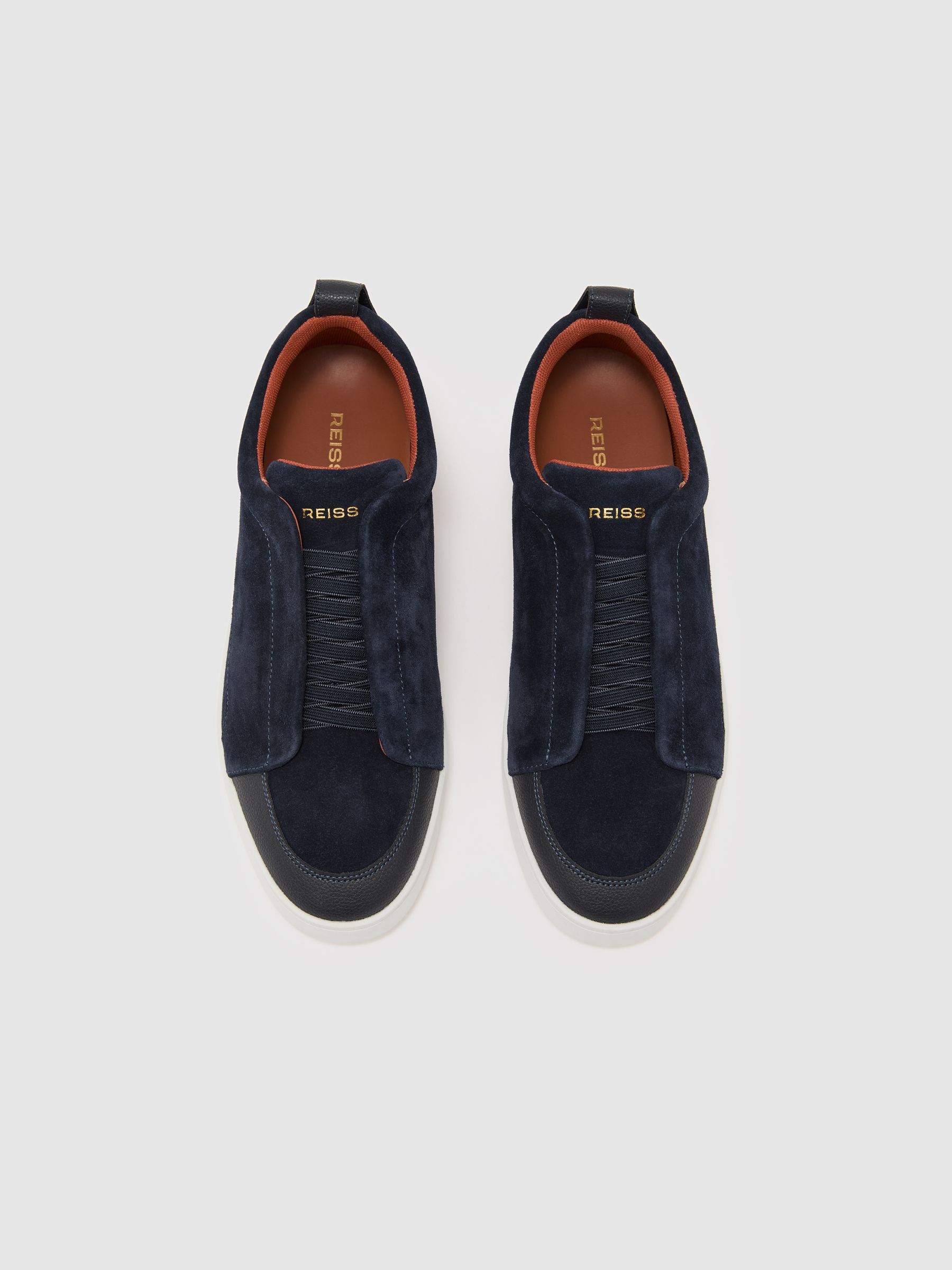 Suede Elasticated-Lace Hybrid Trainers in Navy - image 3