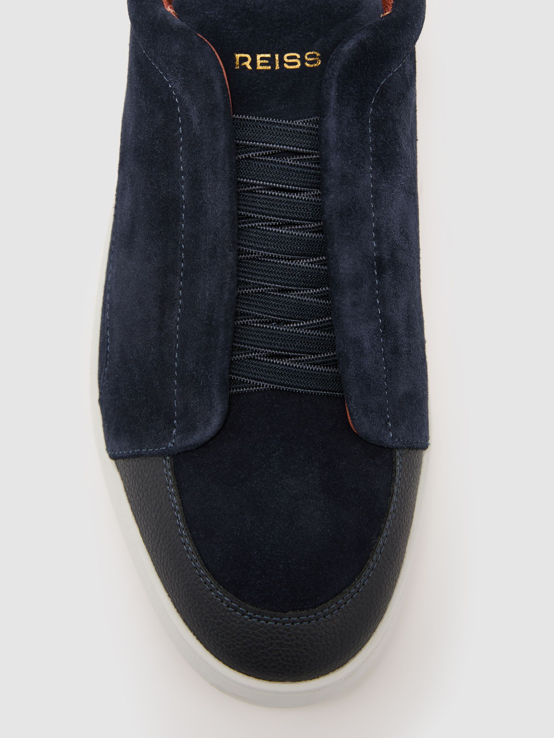 Suede Elasticated-Lace Hybrid Trainers in Navy - image 2