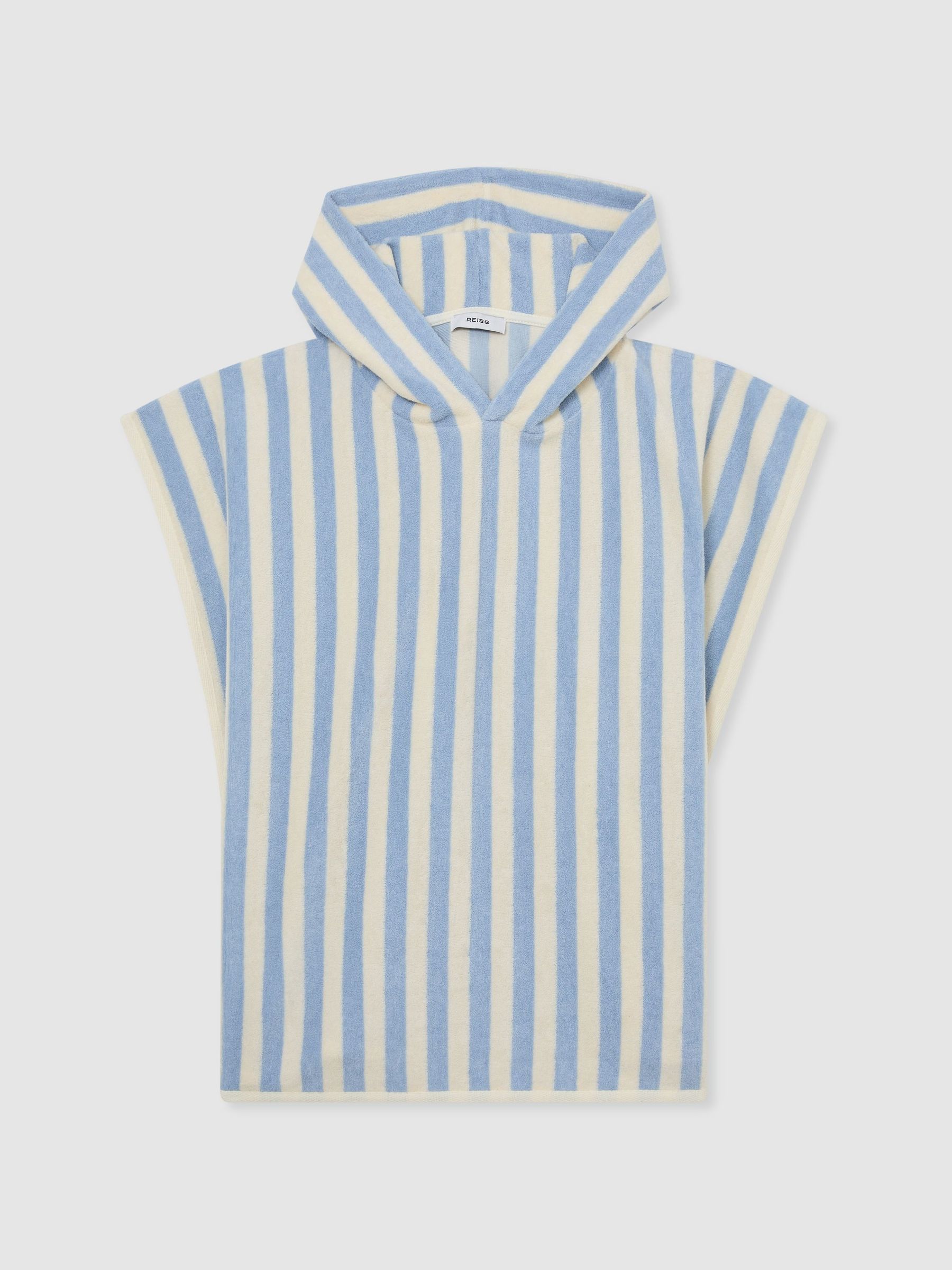 3-9 yrs Striped Hooded Towel Cape in Pale Blue - Image 2 of 3
