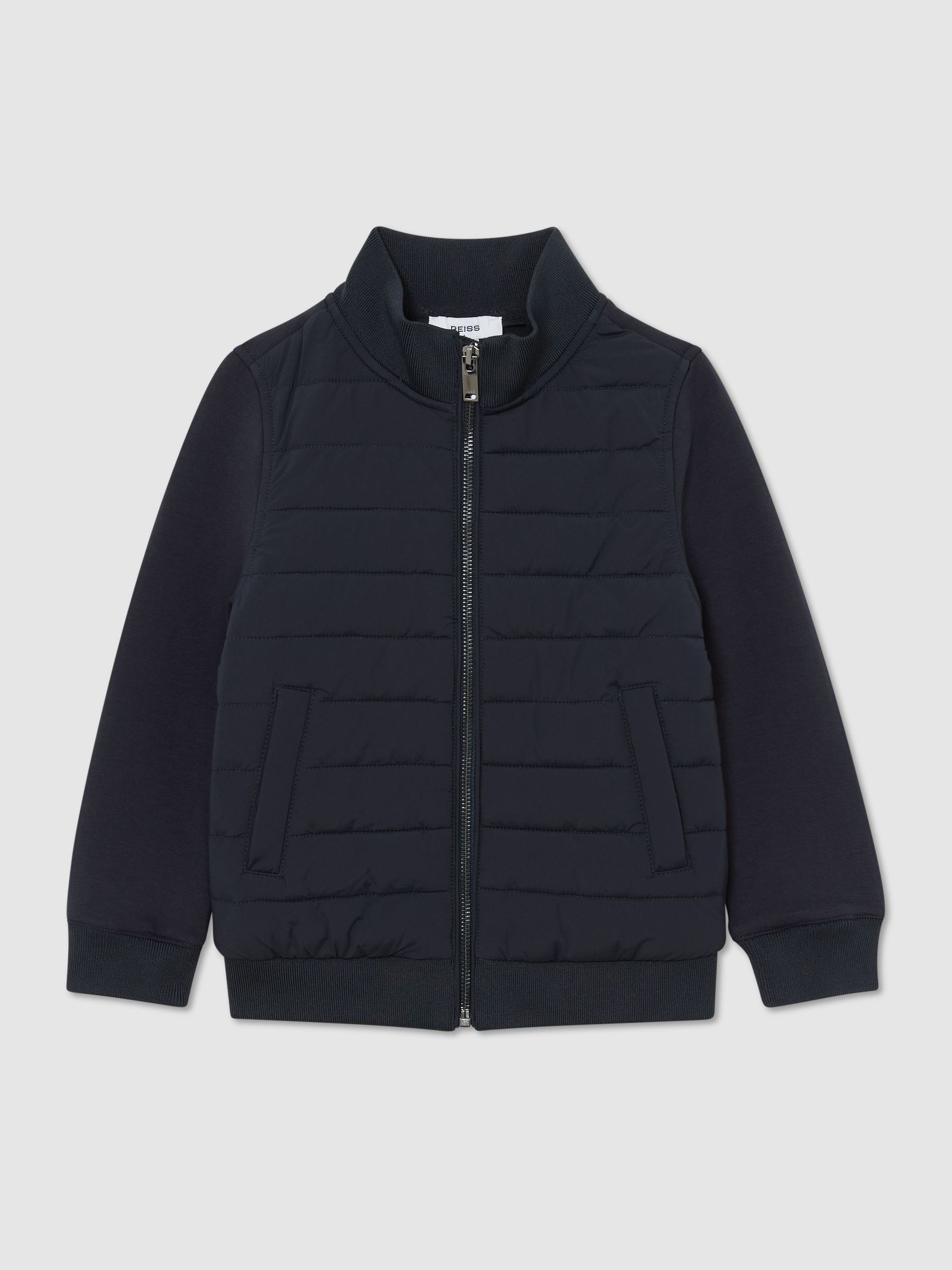 Quilted Hybrid Zip-Front Jacket in Navy - Image 1 of 3