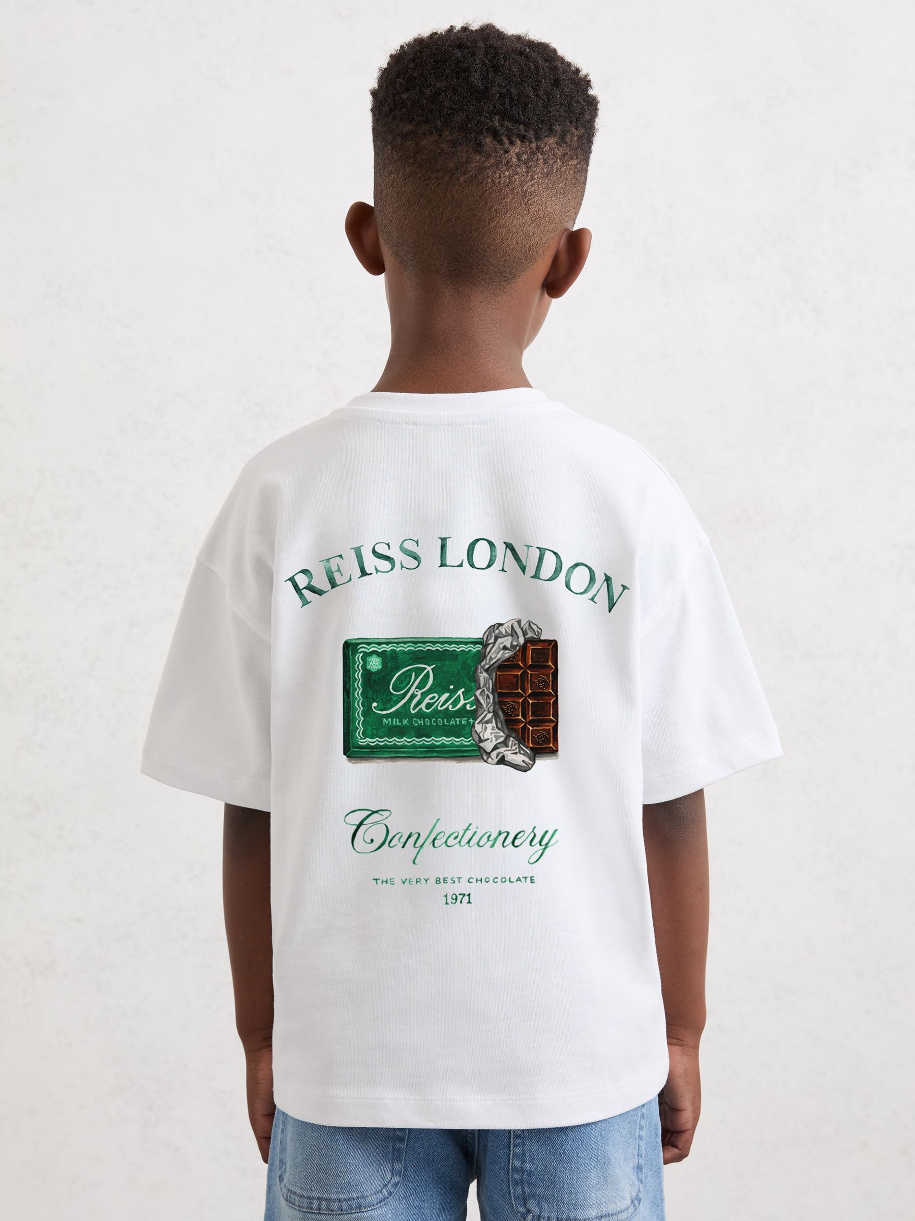 Cotton Chocolate-Print T-Shirt in White - Image 5 of 6