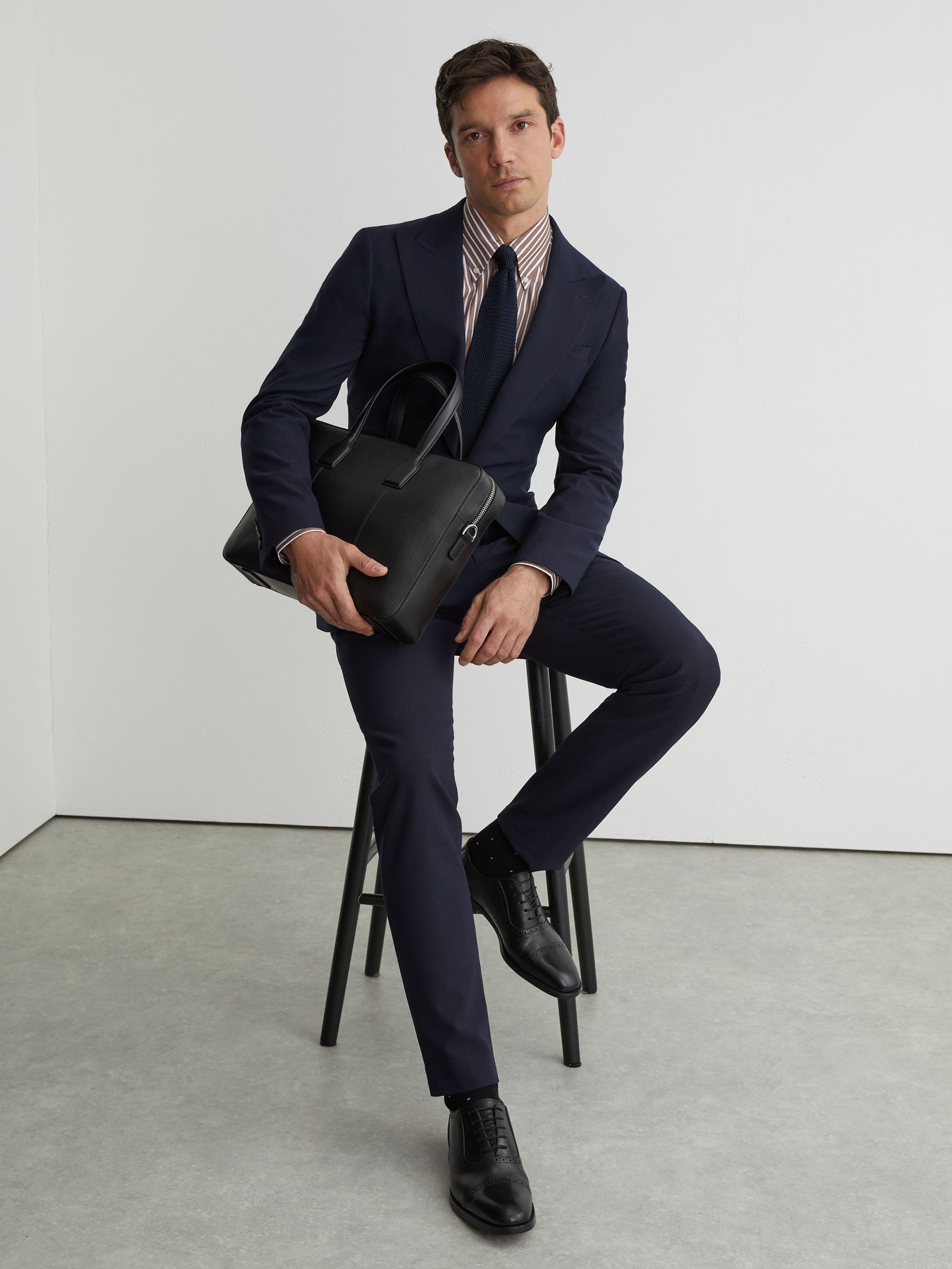 Leather Brogue-Detail Oxford Shoes in Black - Image 1 of 5