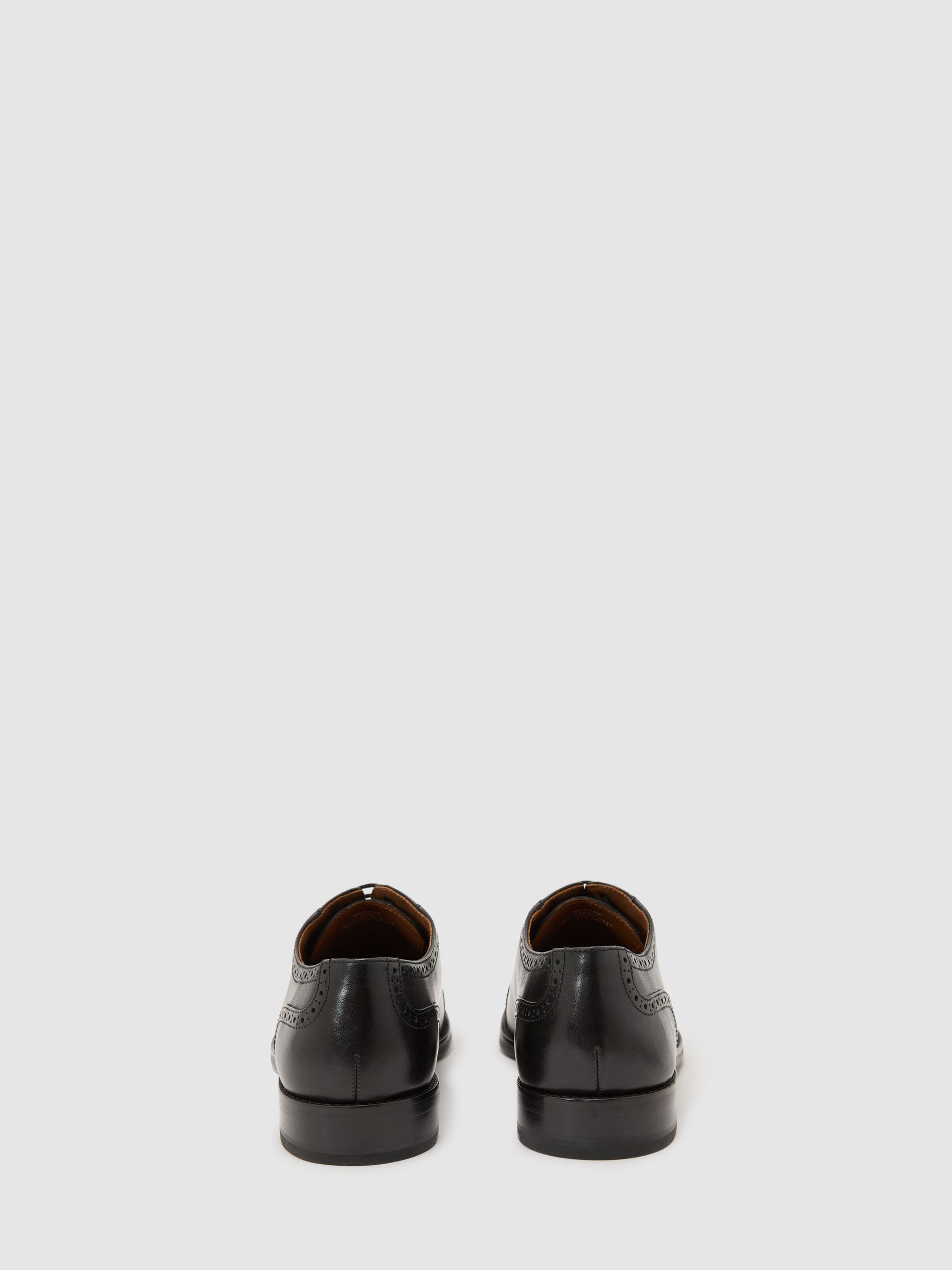 Leather Brogue-Detail Oxford Shoes in Black - Image 4 of 5