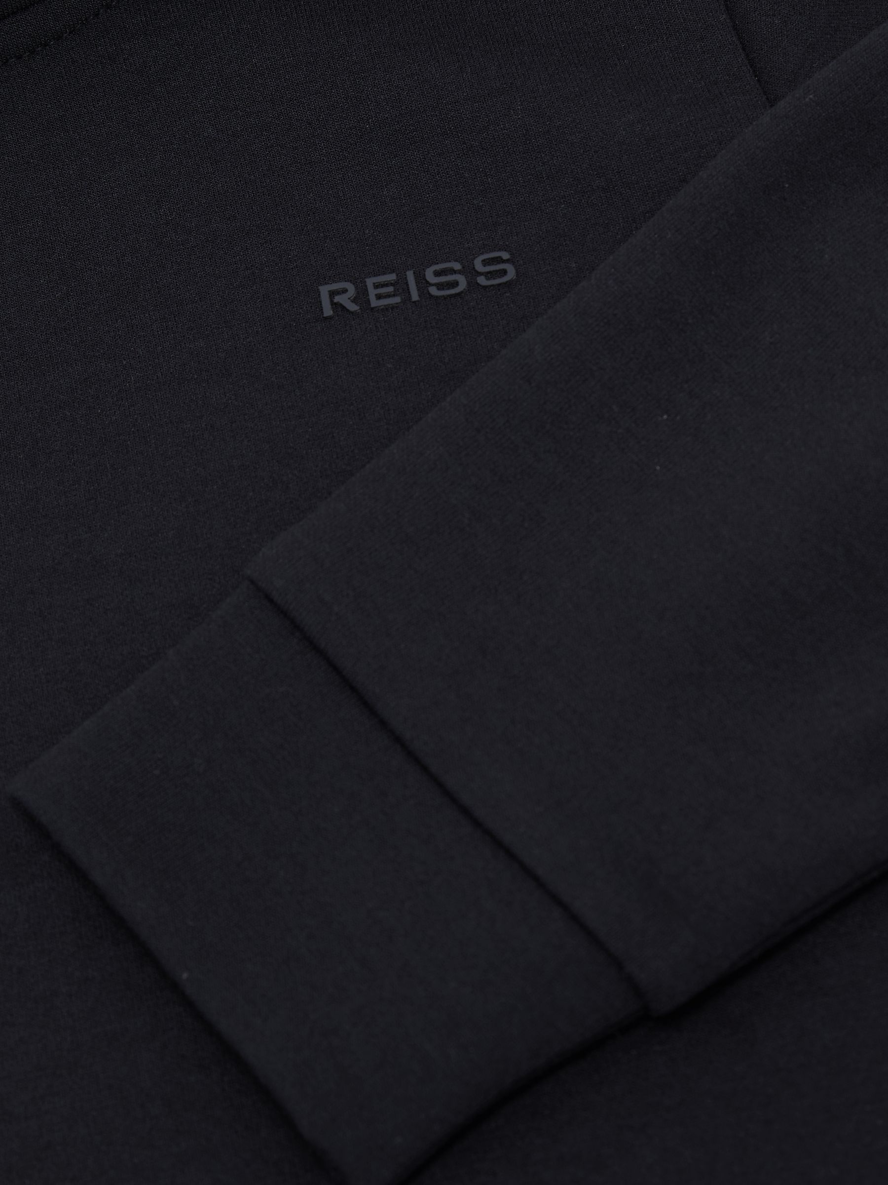 Premium Interlock-Jersey Logo Hoodie in Navy - Image 3 of 3