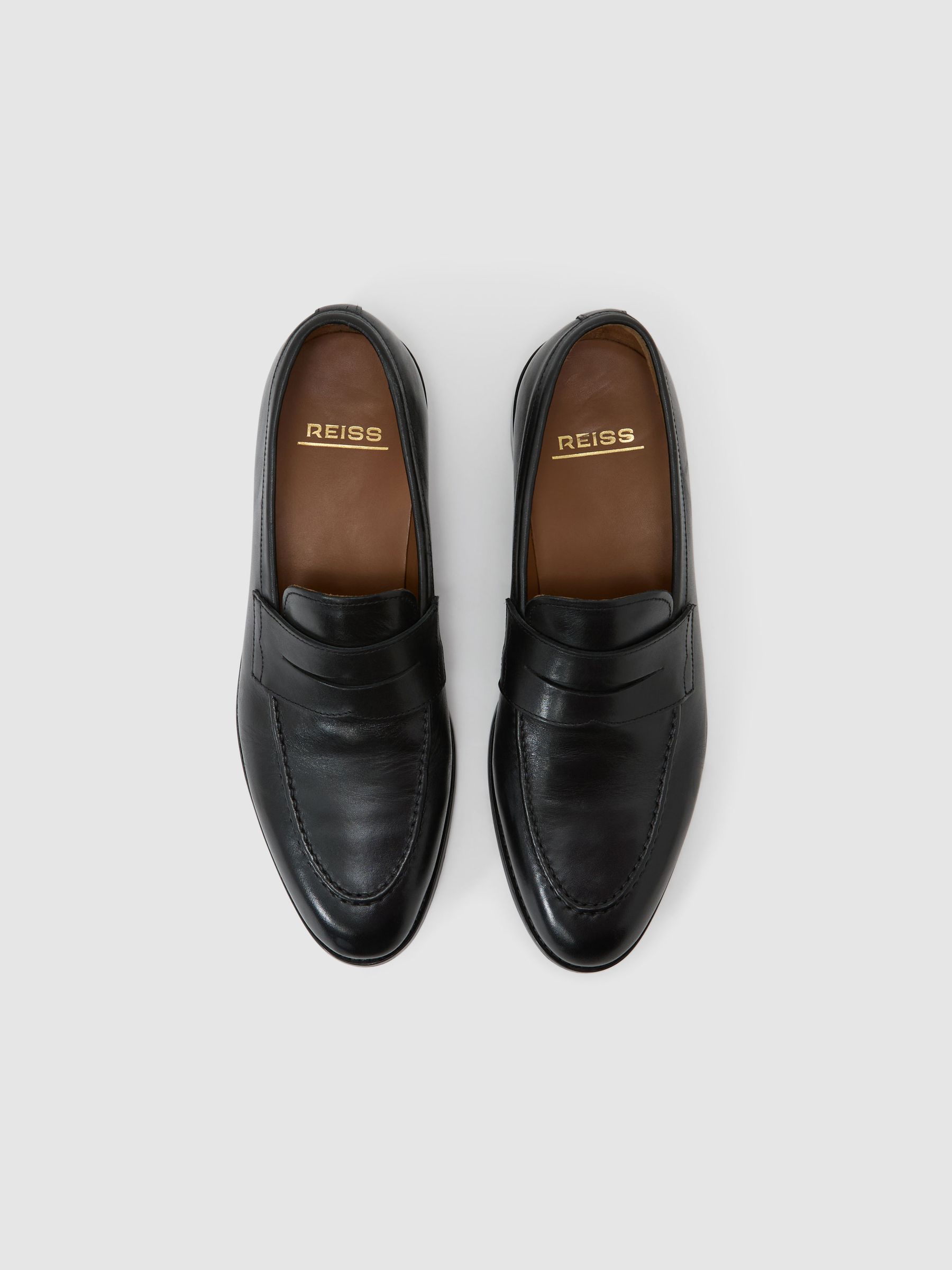 Leather Saddle Loafers in Black - image 5