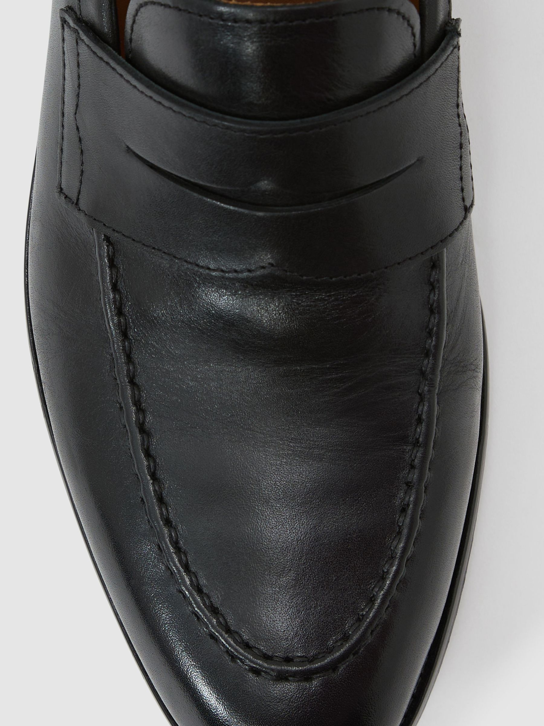 Leather Saddle Loafers in Black - image 2