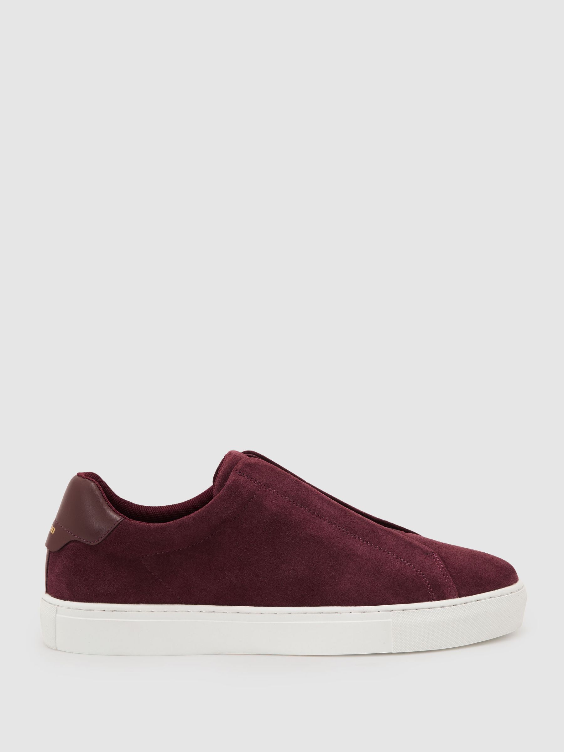 Suede Slip-On Elasticated Trainers in Wine Red - Image 2 of 6
