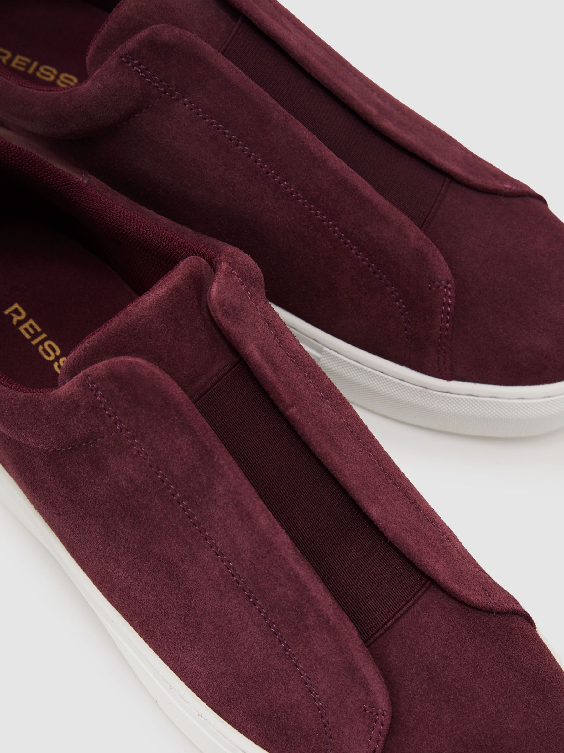 Suede Slip-On Elasticated Trainers in Wine Red - Image 5 of 6