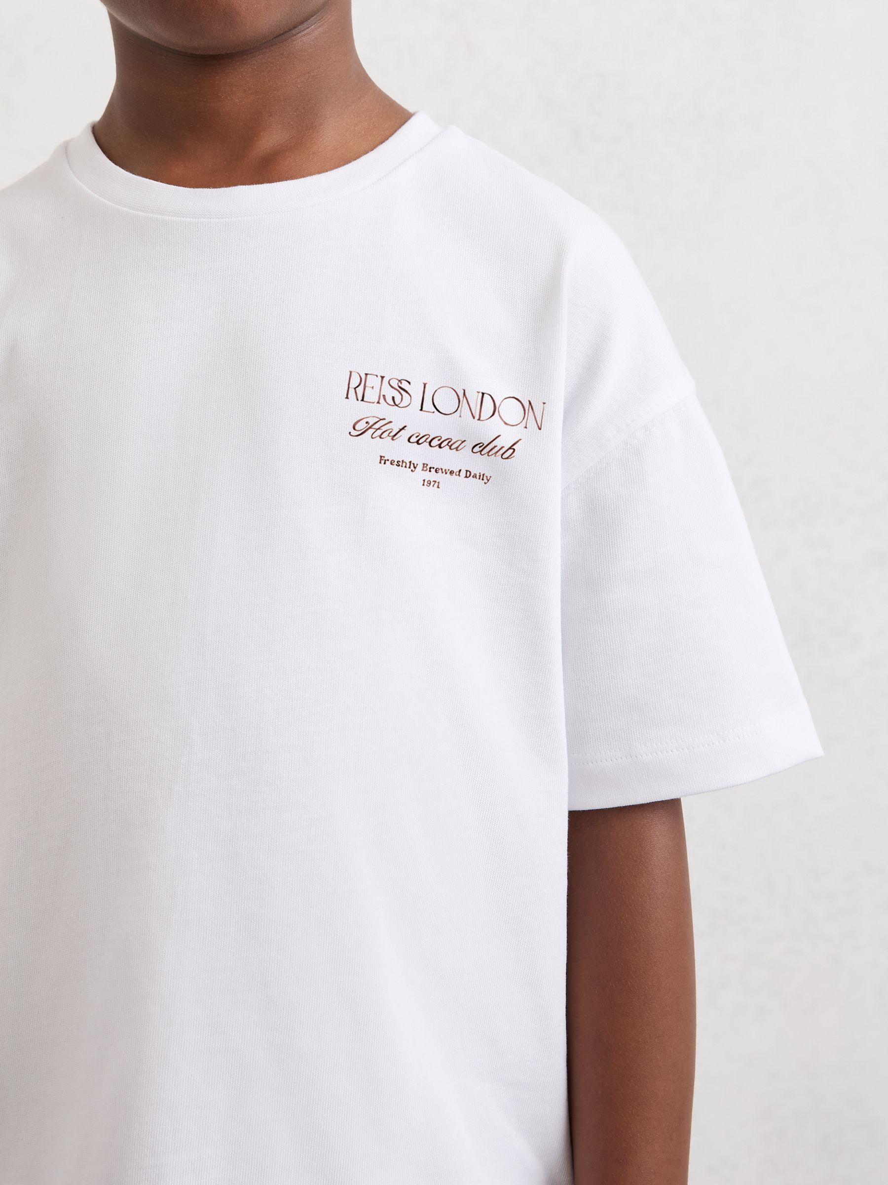 Cotton Hot Cocoa-Print T-Shirt in White - Image 4 of 6