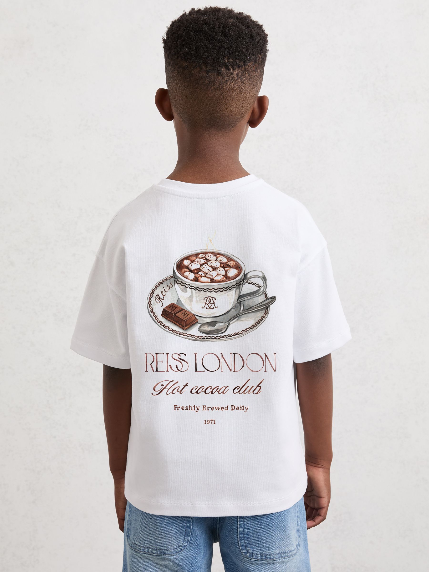 Cotton Hot Cocoa-Print T-Shirt in White - Image 5 of 6