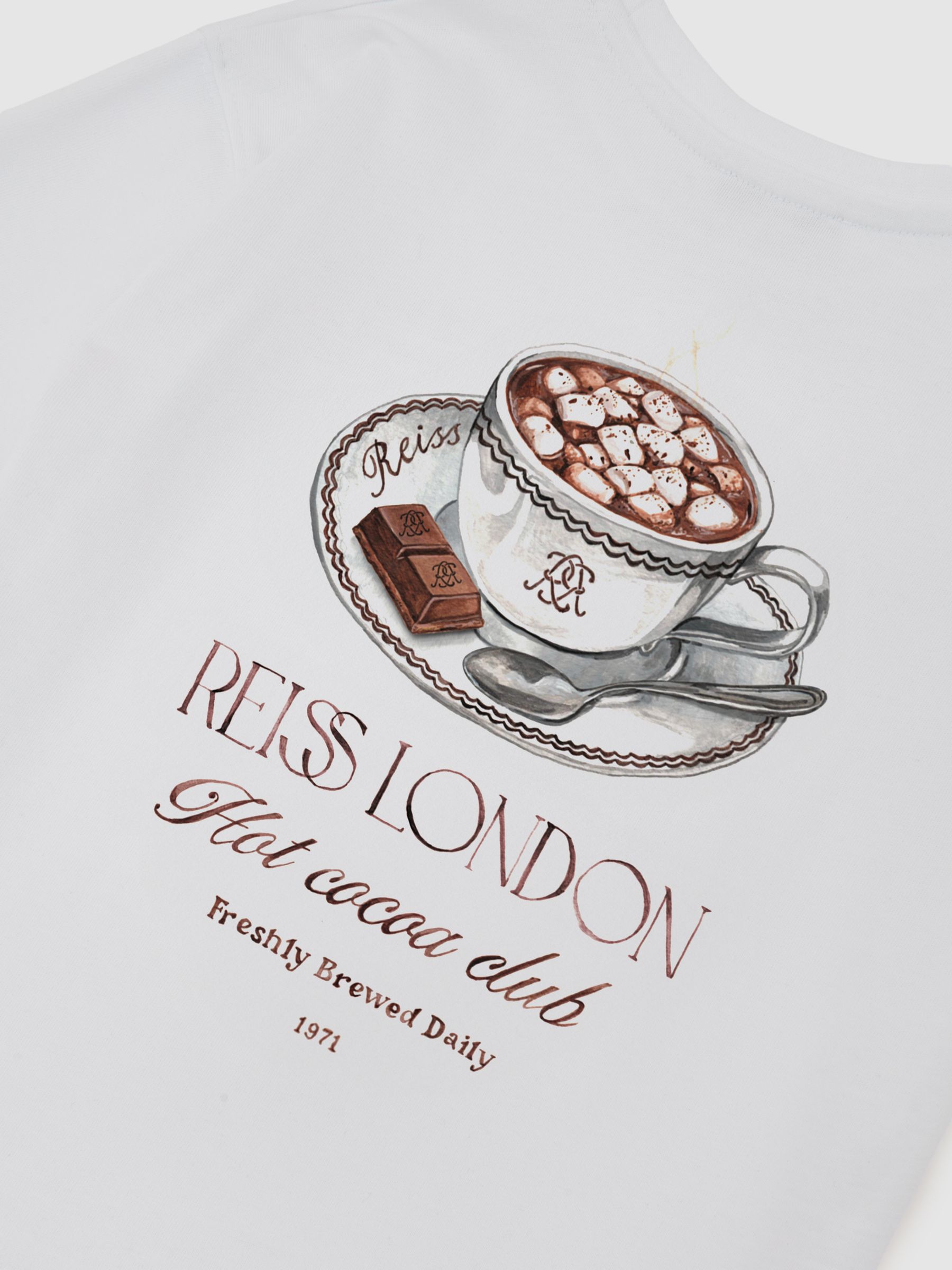 Cotton Hot Cocoa-Print T-Shirt in White - Image 6 of 6