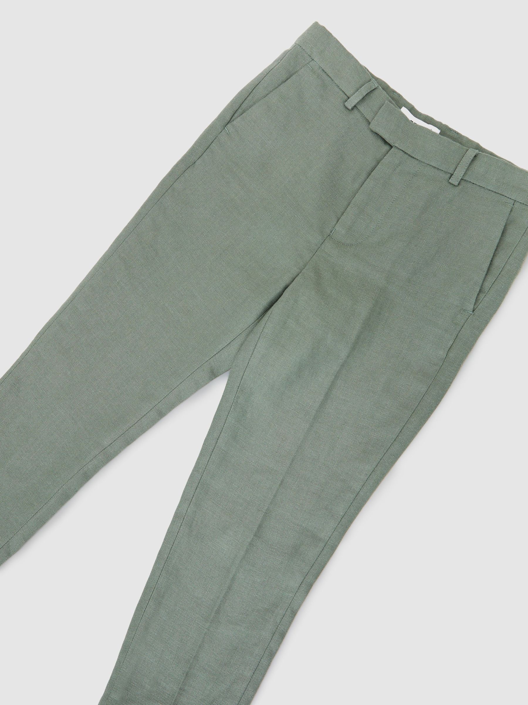 3-9 yrs Linen Tailored-Fit Trousers in Sage Green - Image 3 of 3