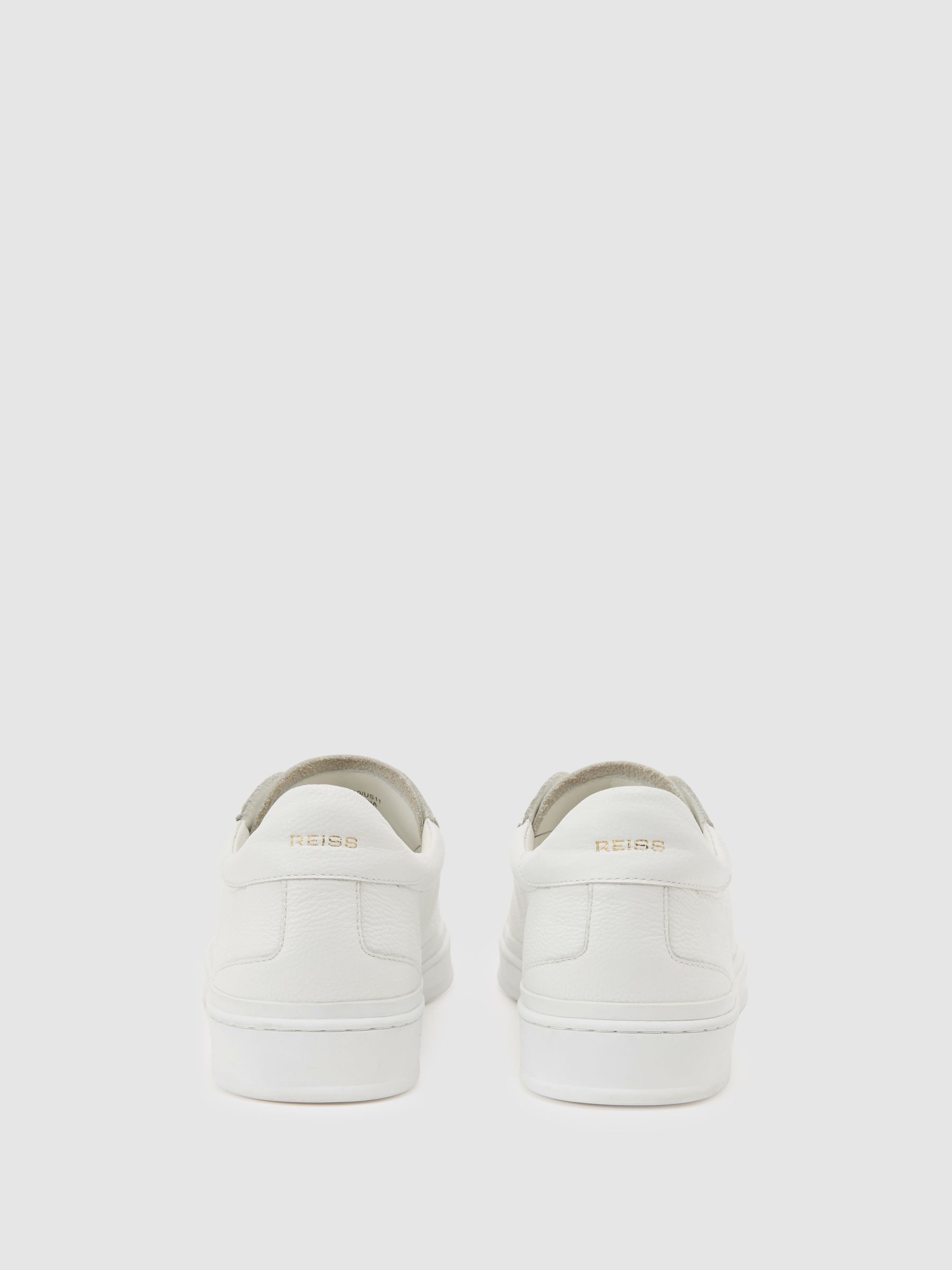 Leather Perforated-Detail Trainers in White - image 2