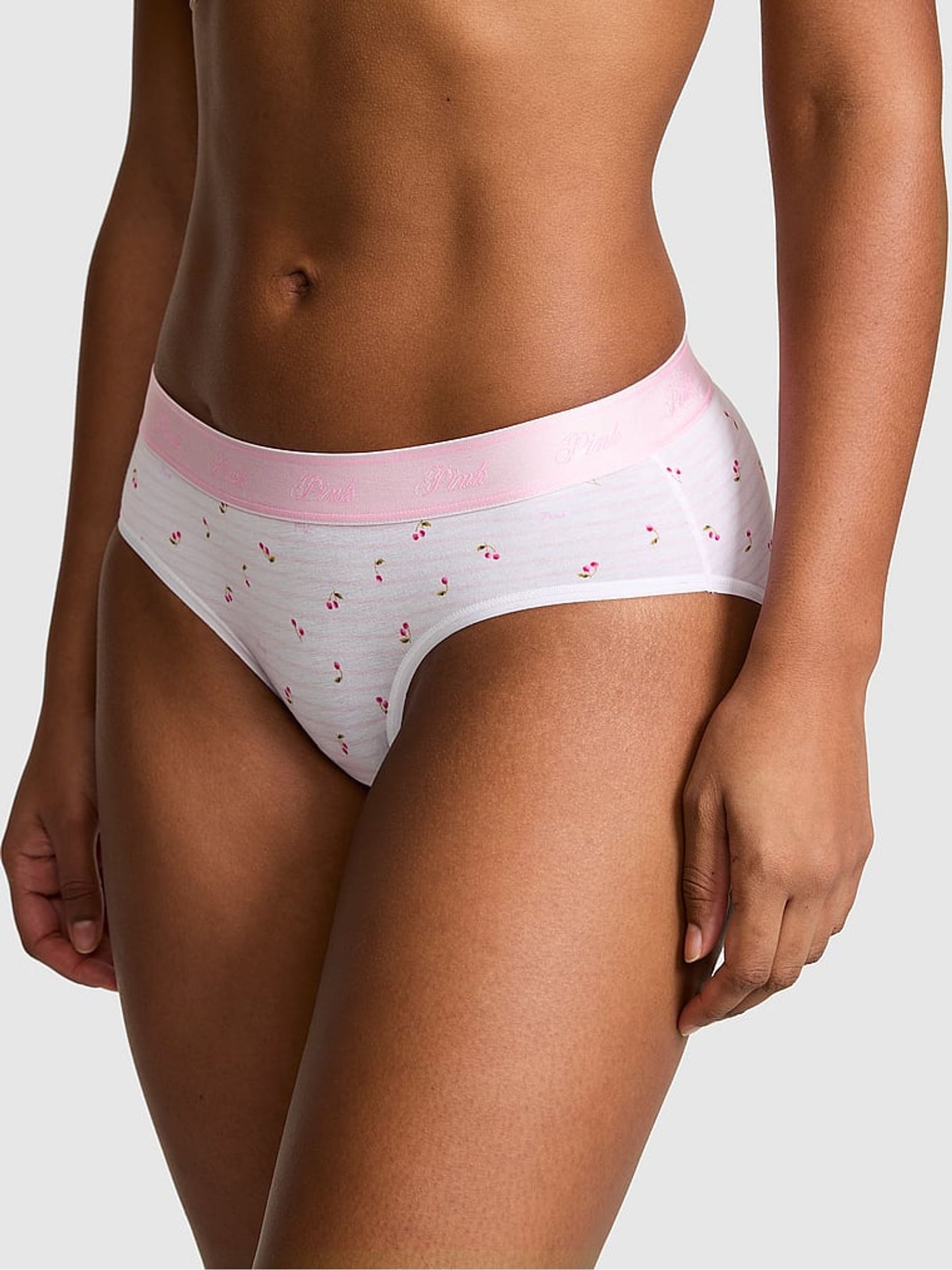 Pink Tulip Cherry Print Hipster Cotton Logo Knickers - Image 1 of 2 Pink Tulip Cherry Print Hipster Cotton Logo Knickers - Image 1 of 2