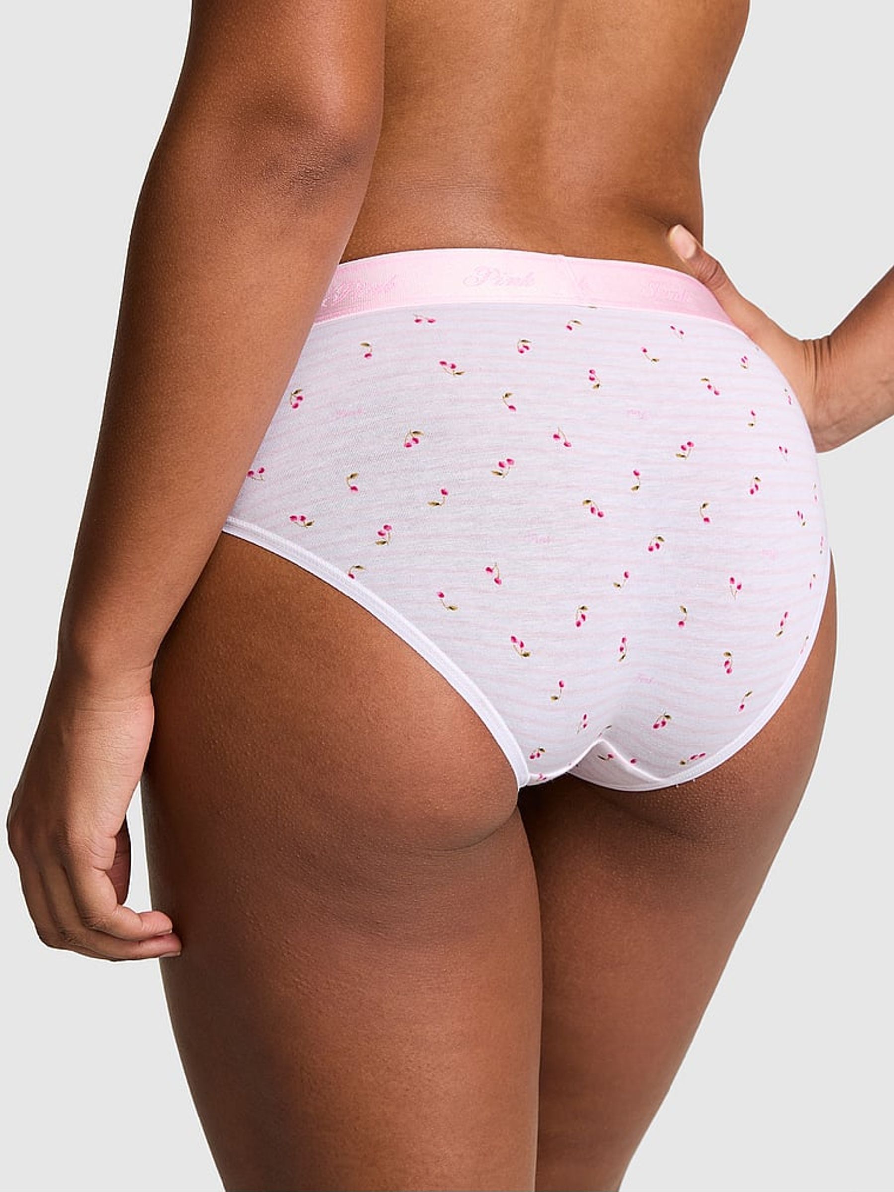 Pink Tulip Cherry Print Hipster Cotton Logo Knickers - Image 2 of 2 Pink Tulip Cherry Print Hipster Cotton Logo Knickers - Image 2 of 2