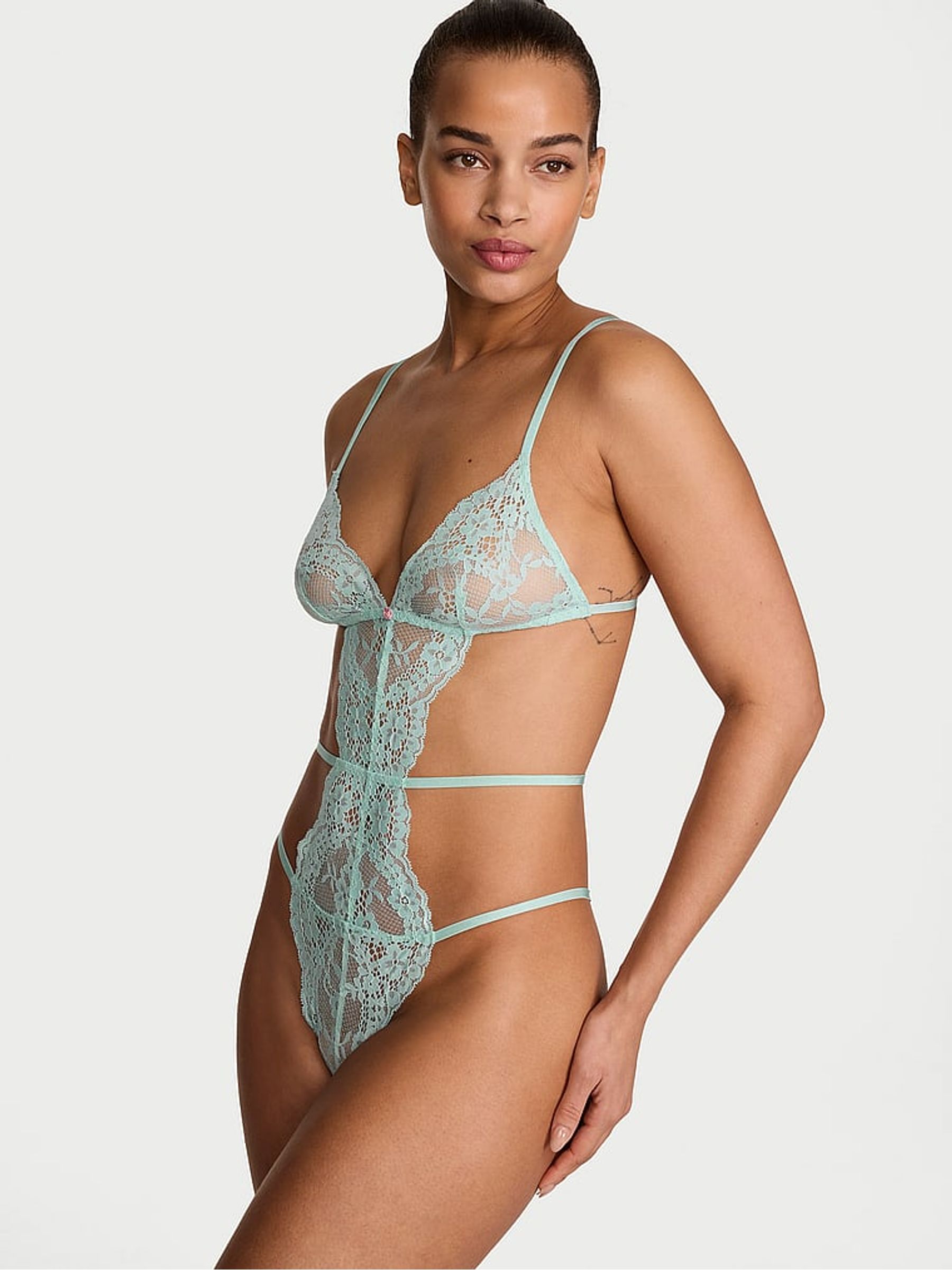 Canal Blue Lace Bodysuit - Image 1 of 2 Canal Blue Lace Bodysuit - Image 1 of 2