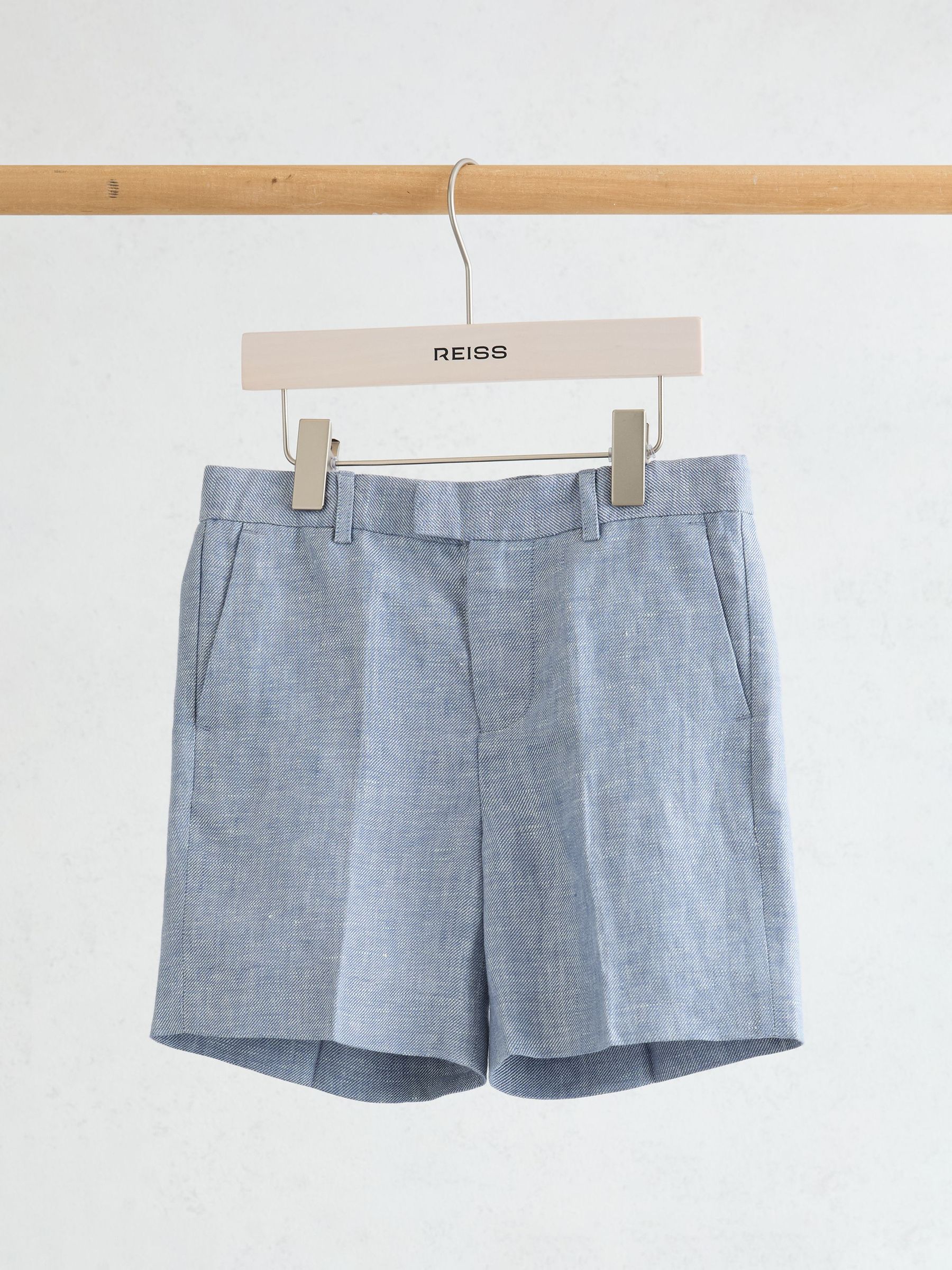 13-14 yrs Linen Tailored Shorts in Soft Blue - Image 2 of 3