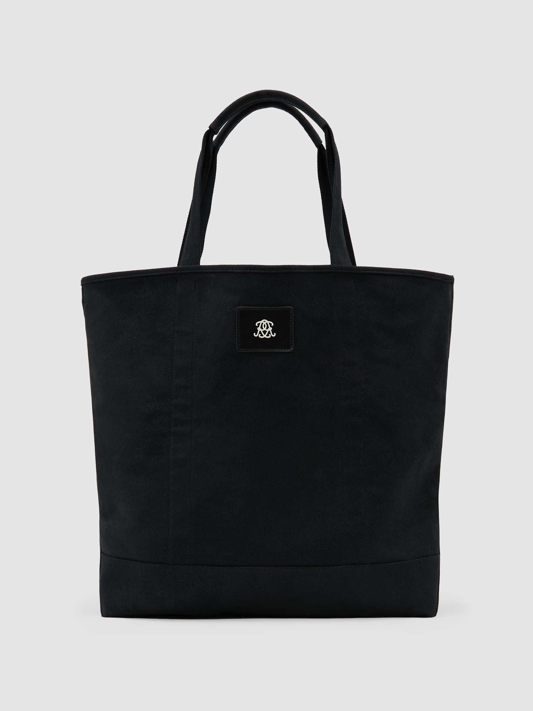 Monogram-Patch Canvas Tote Bag in Black - Image 2 of 6