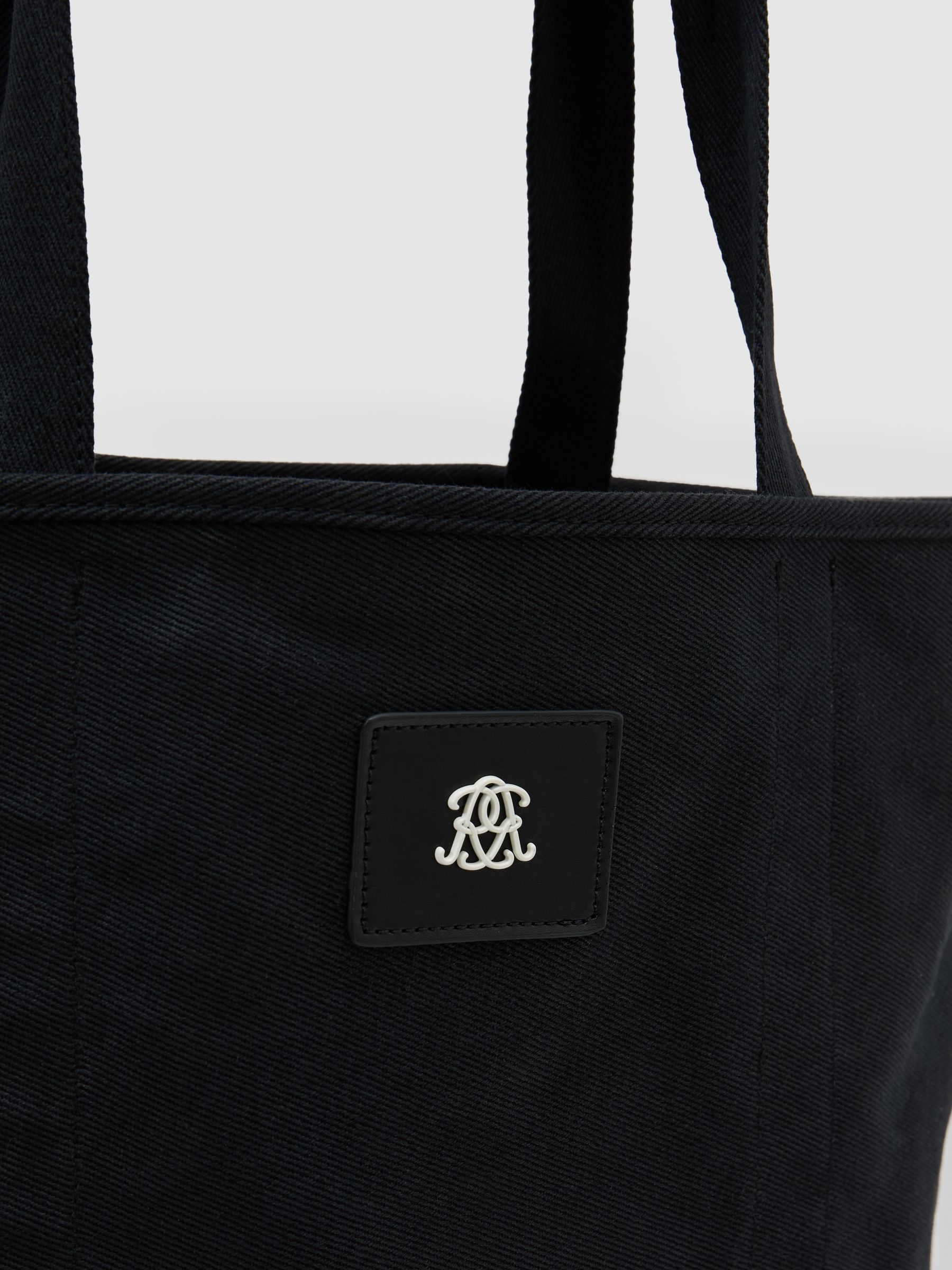 Monogram-Patch Canvas Tote Bag in Black - Image 6 of 6
