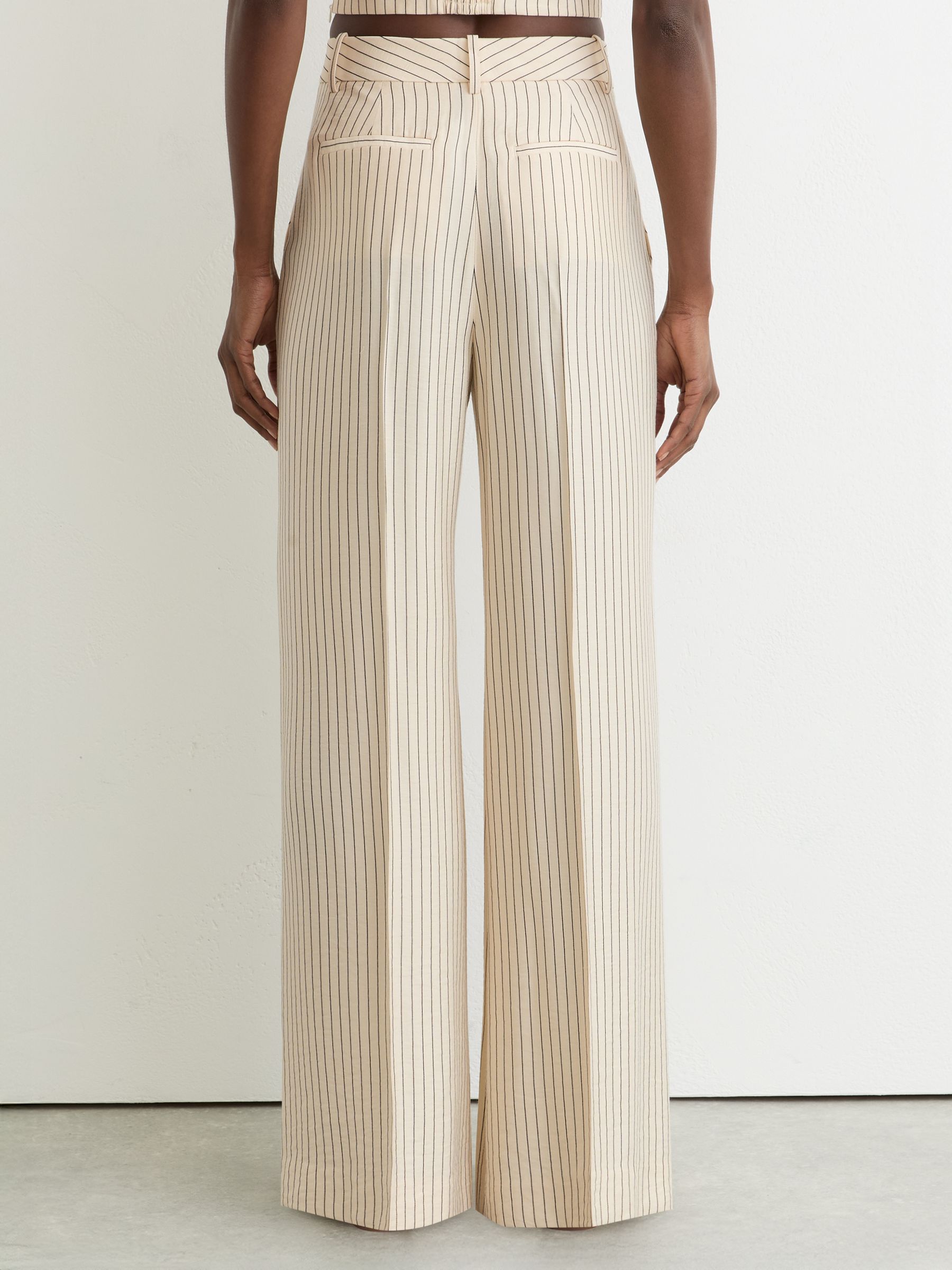 Petite Pinstripe Wide-Leg Trousers in Cream/Black - Image 6 of 8