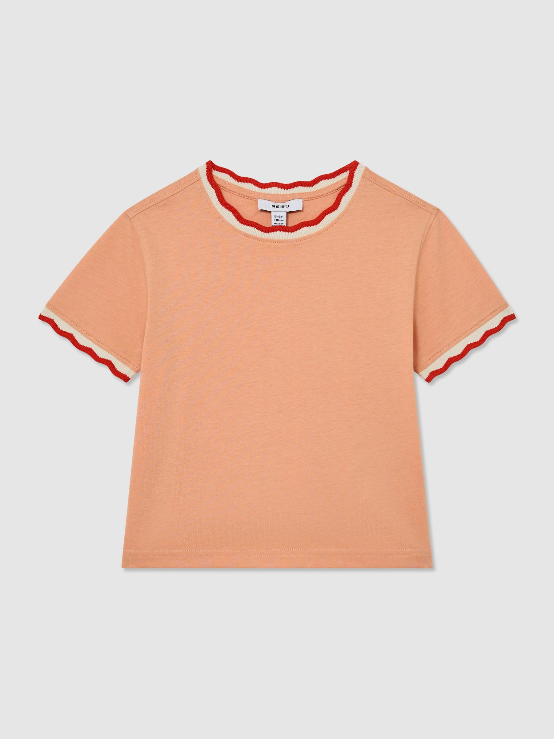 Cotton Scallop-Trim T-Shirt in Apricot - Image 3 of 3