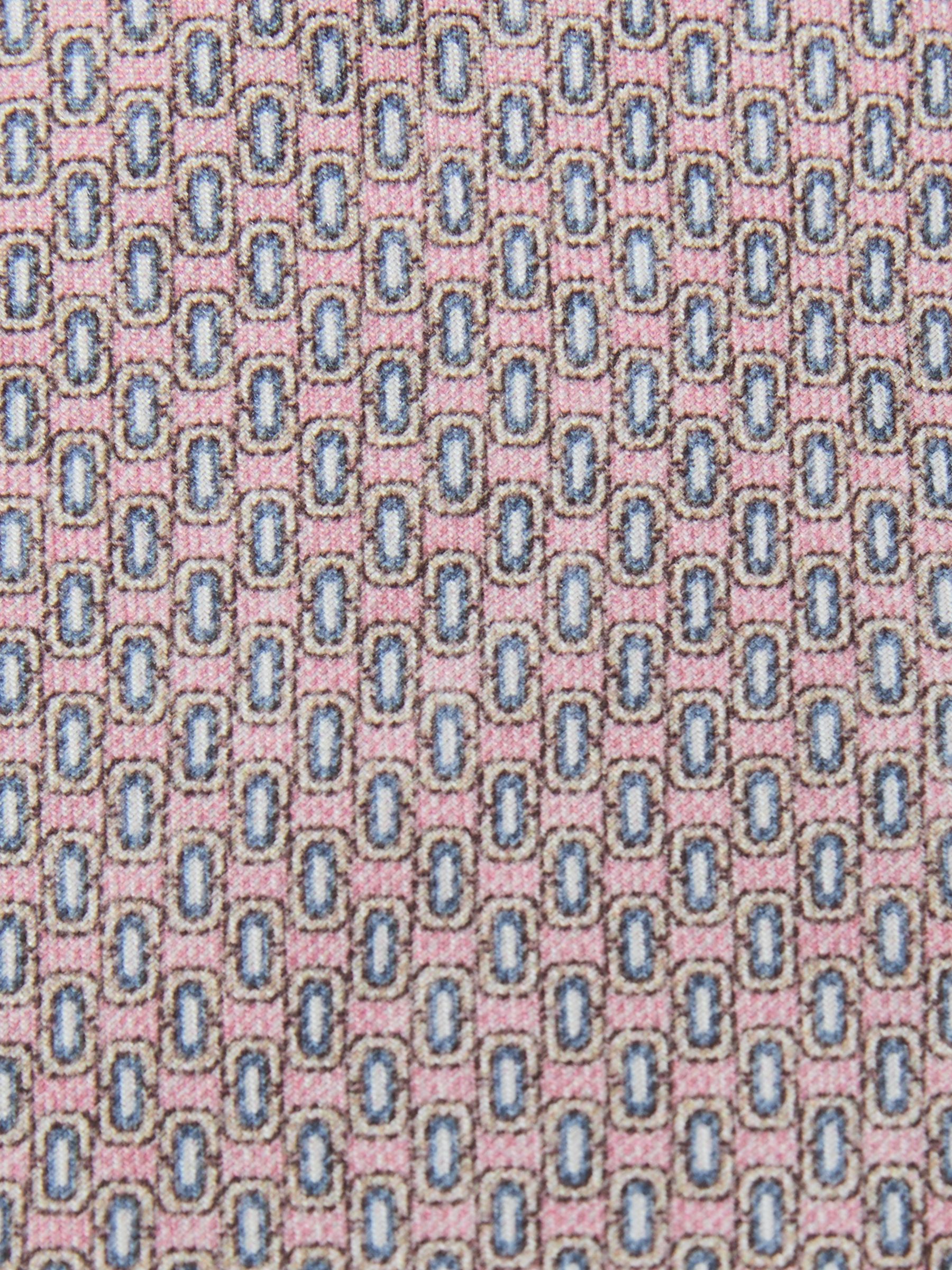 Silk Micro Geometric-Print Tie in Soft Pink - Image 5 of 5