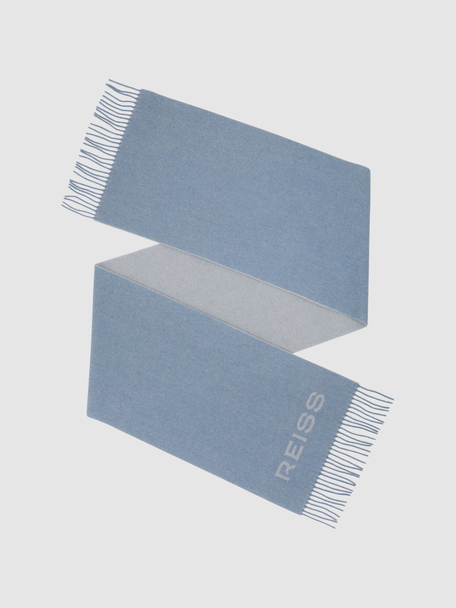 Wool-Cashmere Logo Scarf in Soft Blue - image 5