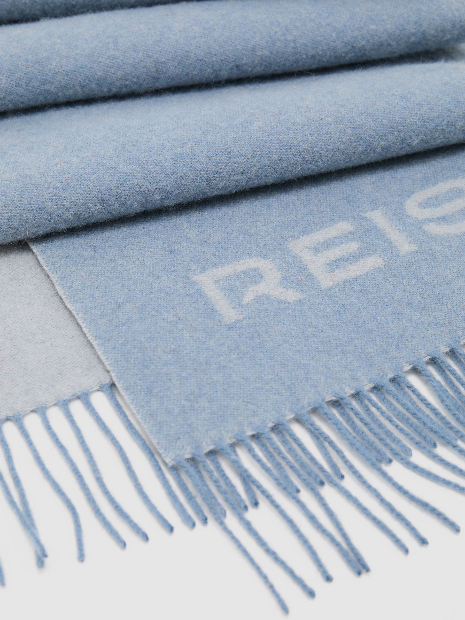 Wool-Cashmere Logo Scarf in Soft Blue - Image 4 of 5