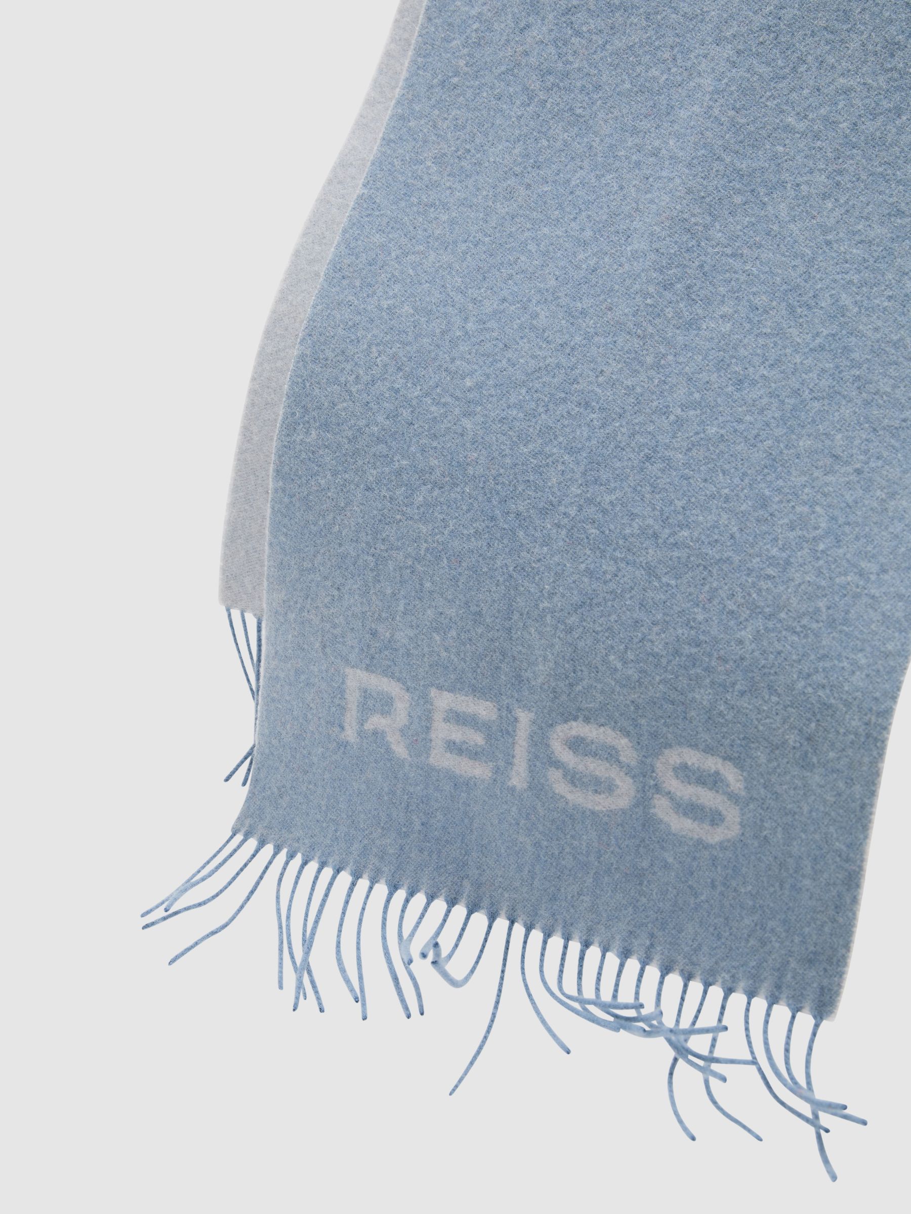 Wool-Cashmere Logo Scarf in Soft Blue - Image 5 of 5