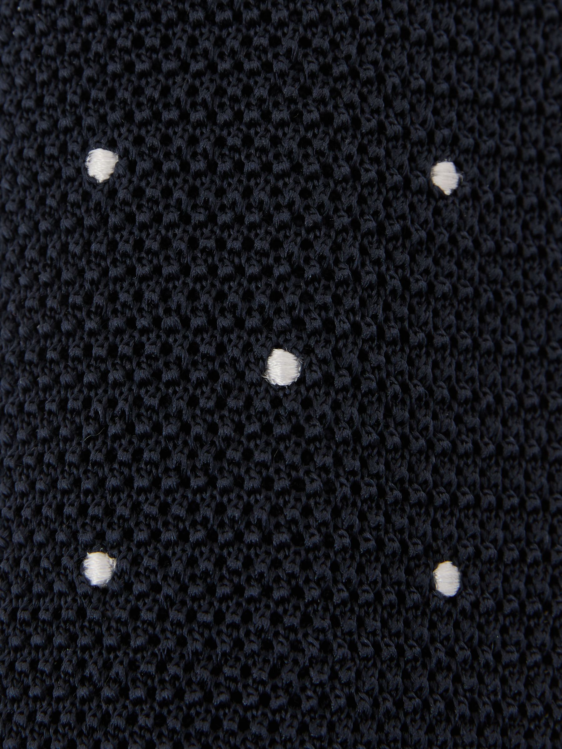 Silk Knitted Pin-Dot Tie in Navy - image 3