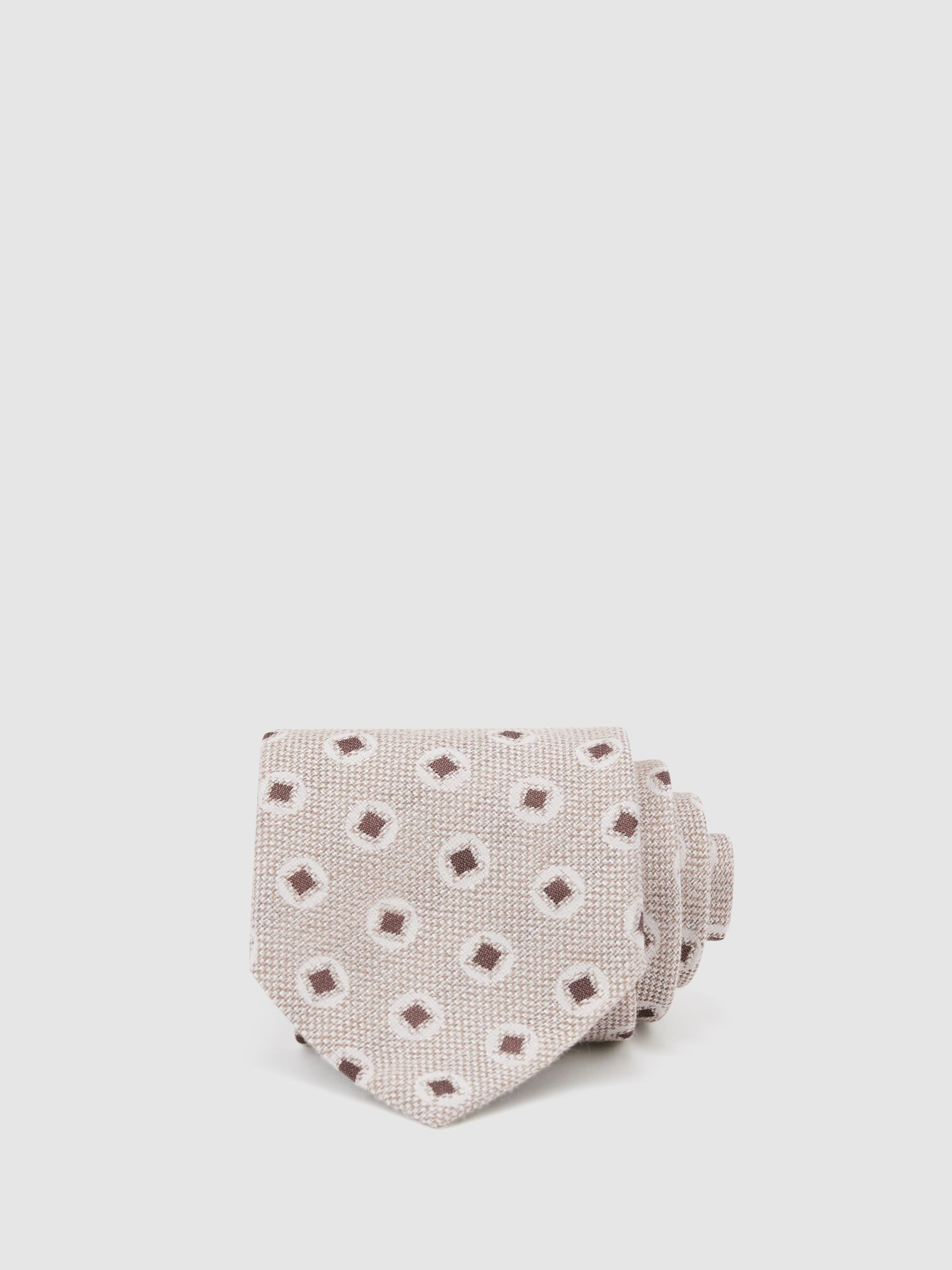 Cotton-silk Square Medallion-print Tie