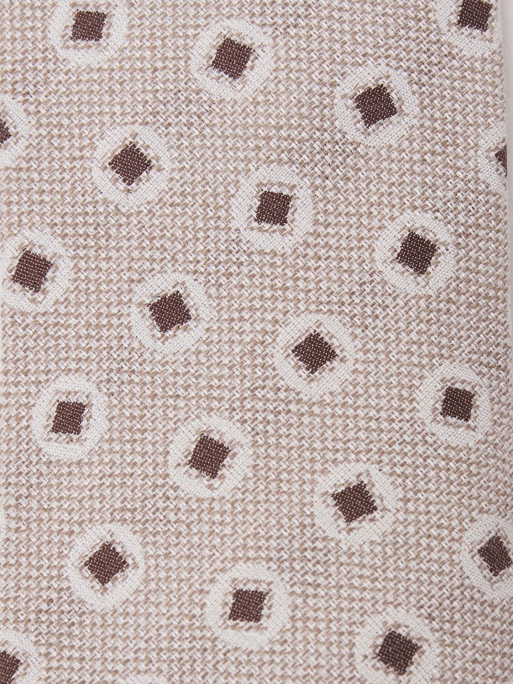 Cotton-Silk Square Medallion-Print Tie in Oatmeal / Chocolate Brown - image 2