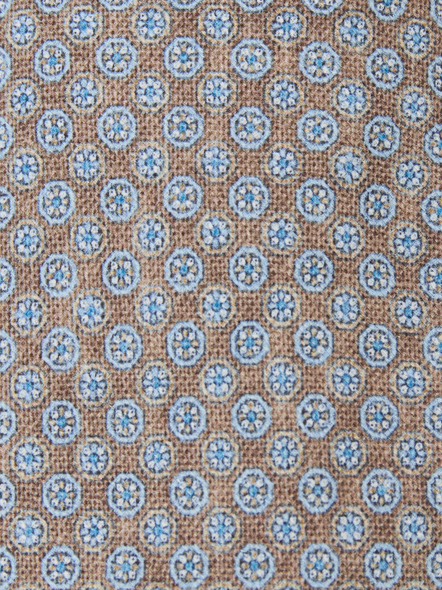 Silk Micro-Floral Medallion Tie in Brown / Soft Blue - image 4