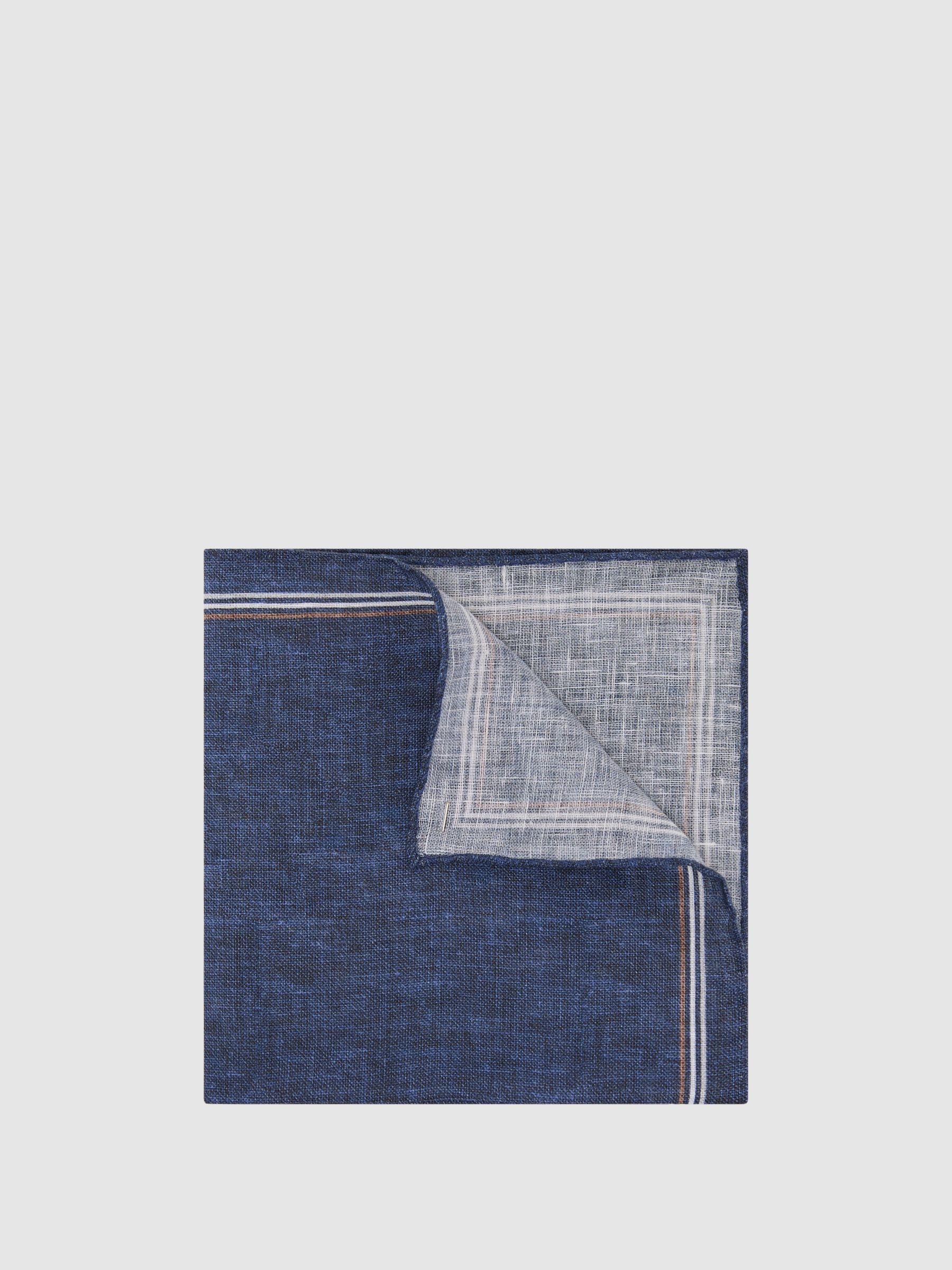Linen Pocket Square in Navy - Image 1 of 3 Linen Pocket Square in Navy - Image 1 of 3