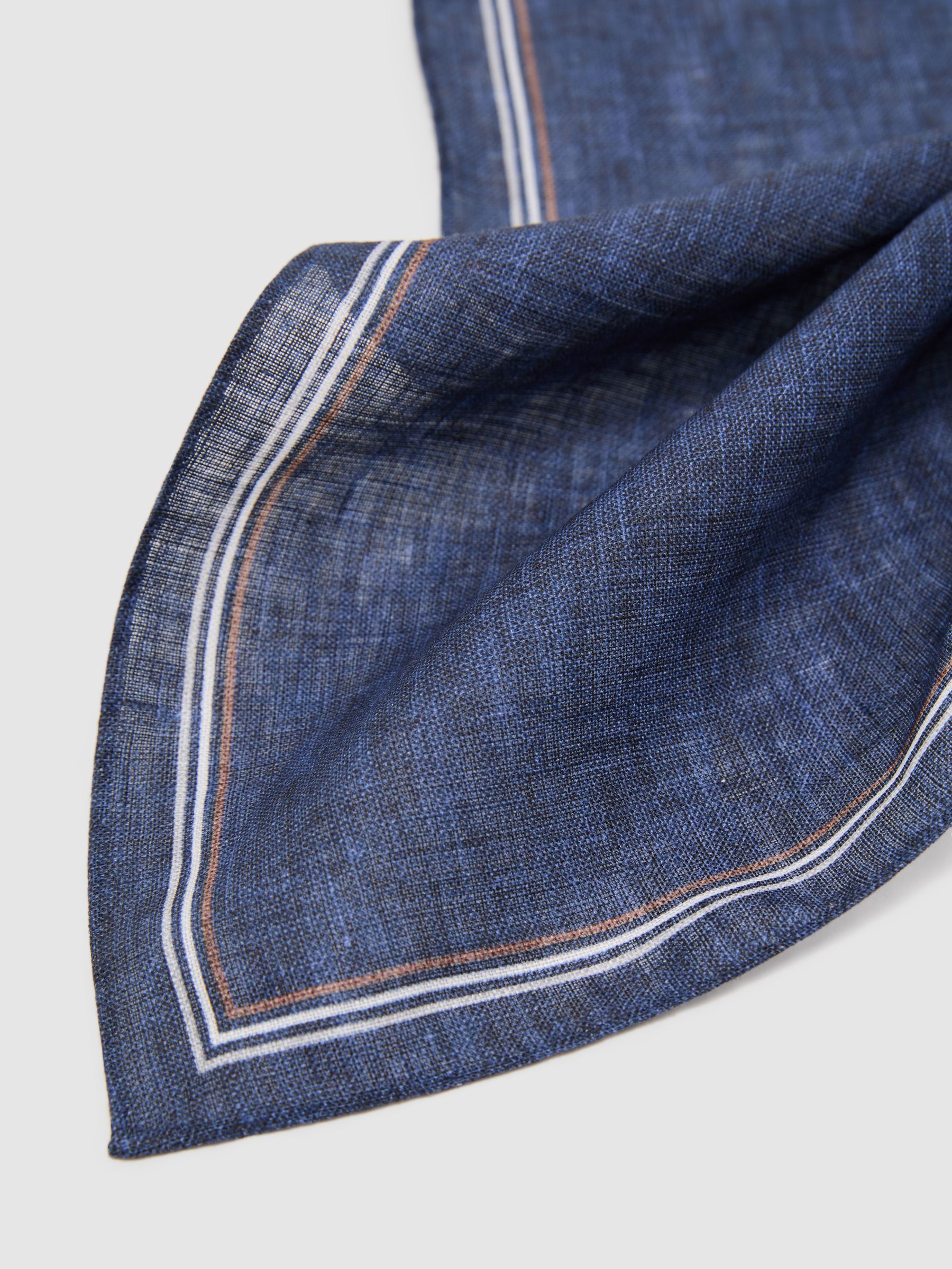 Linen Pocket Square in Navy - Image 3 of 3
