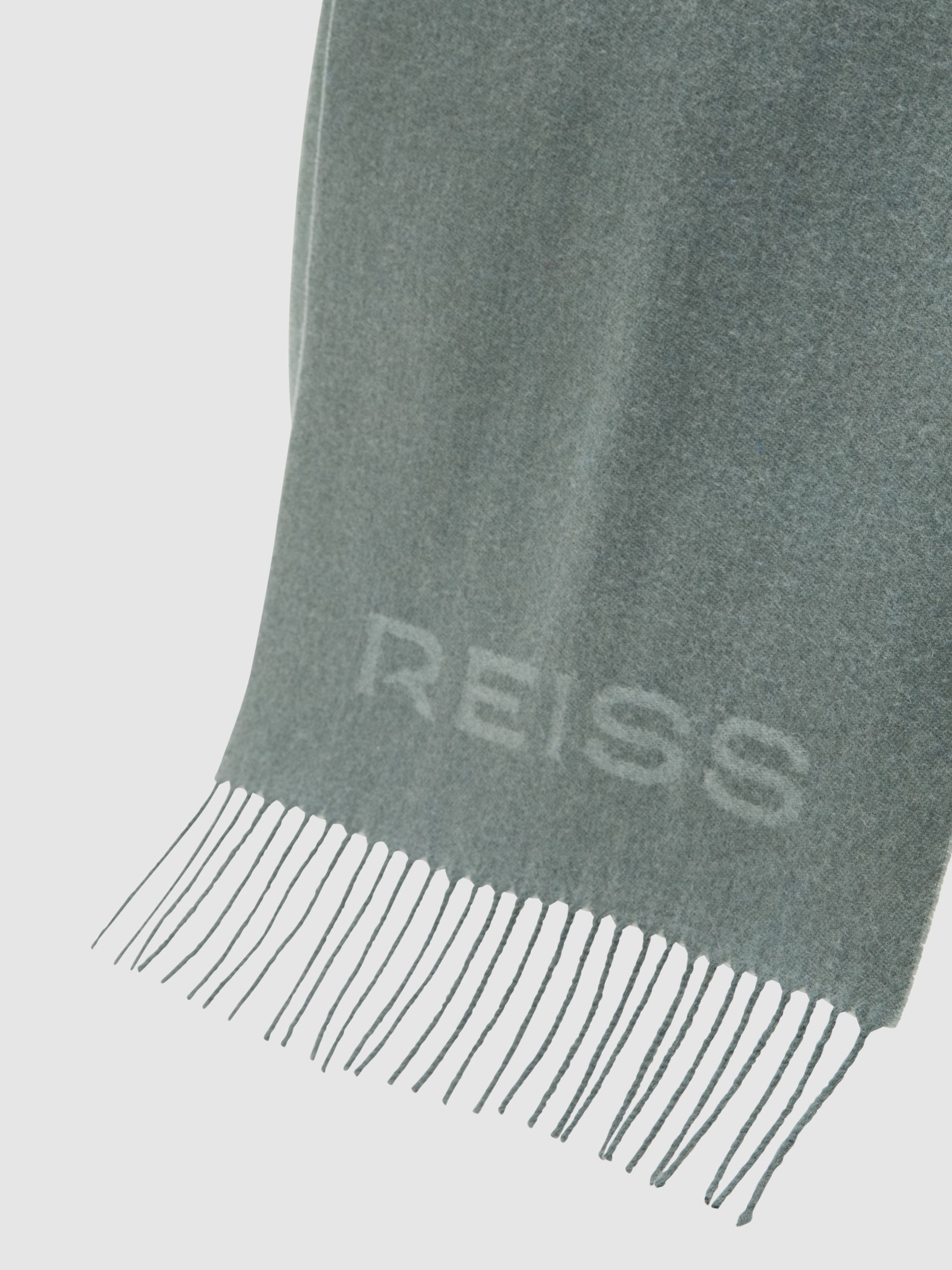 Wool-Cashmere Logo Scarf in Soft Sage Green - image 3