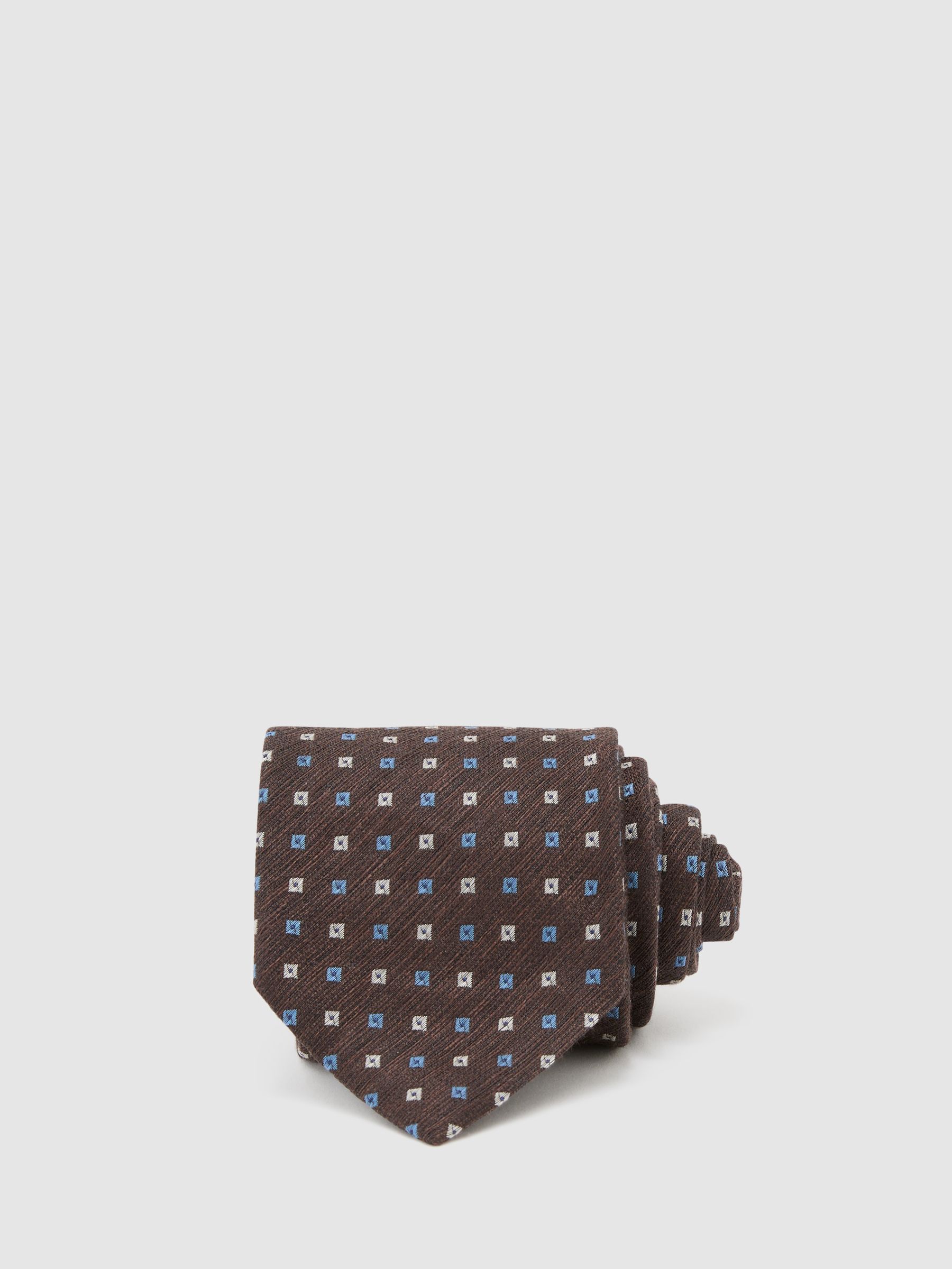 Linen-Silk Blend Micro-Square Tie in Chocolate Brown - Image 2 of 6